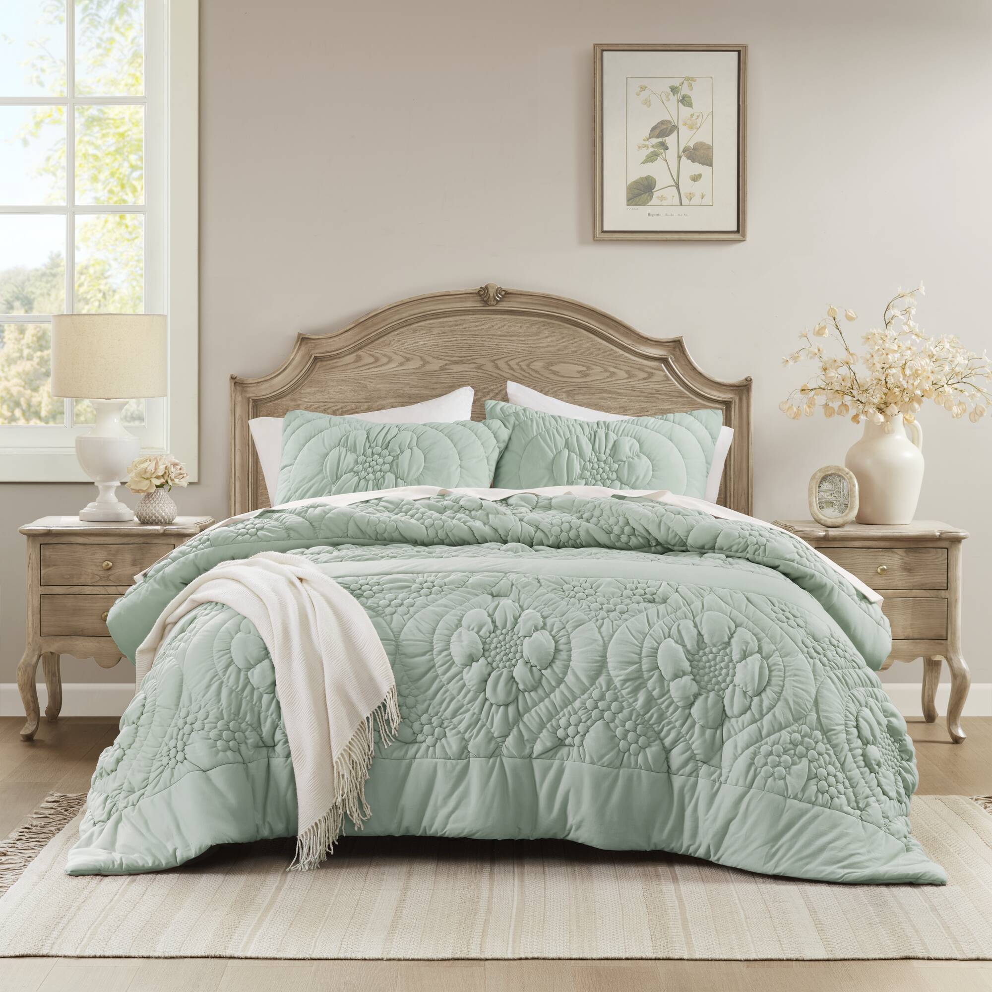 Elise - King Comforter Set - Sage