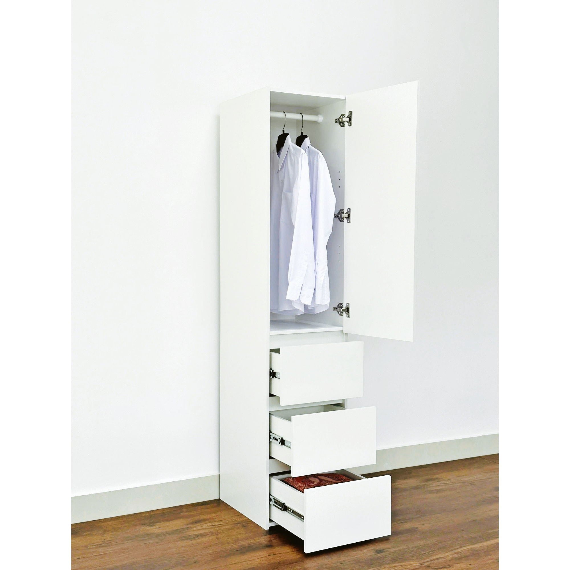 Elise - Slim Modular Closet Cabinet With Drawers - White