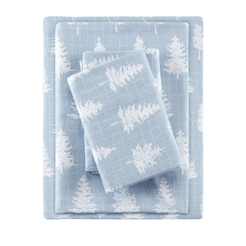 Cozy Flannel - Queen 100% Printed Sheet Set - Blue Forest