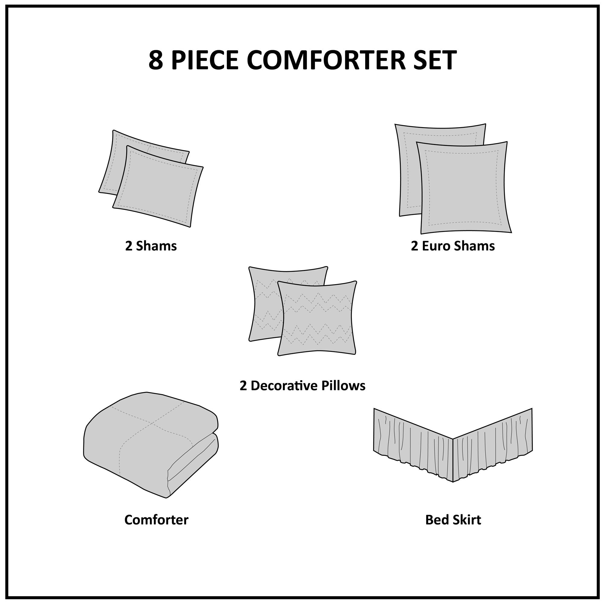 Ramsey - California King Embroidered 8 Piece Comforter Set - Neutral