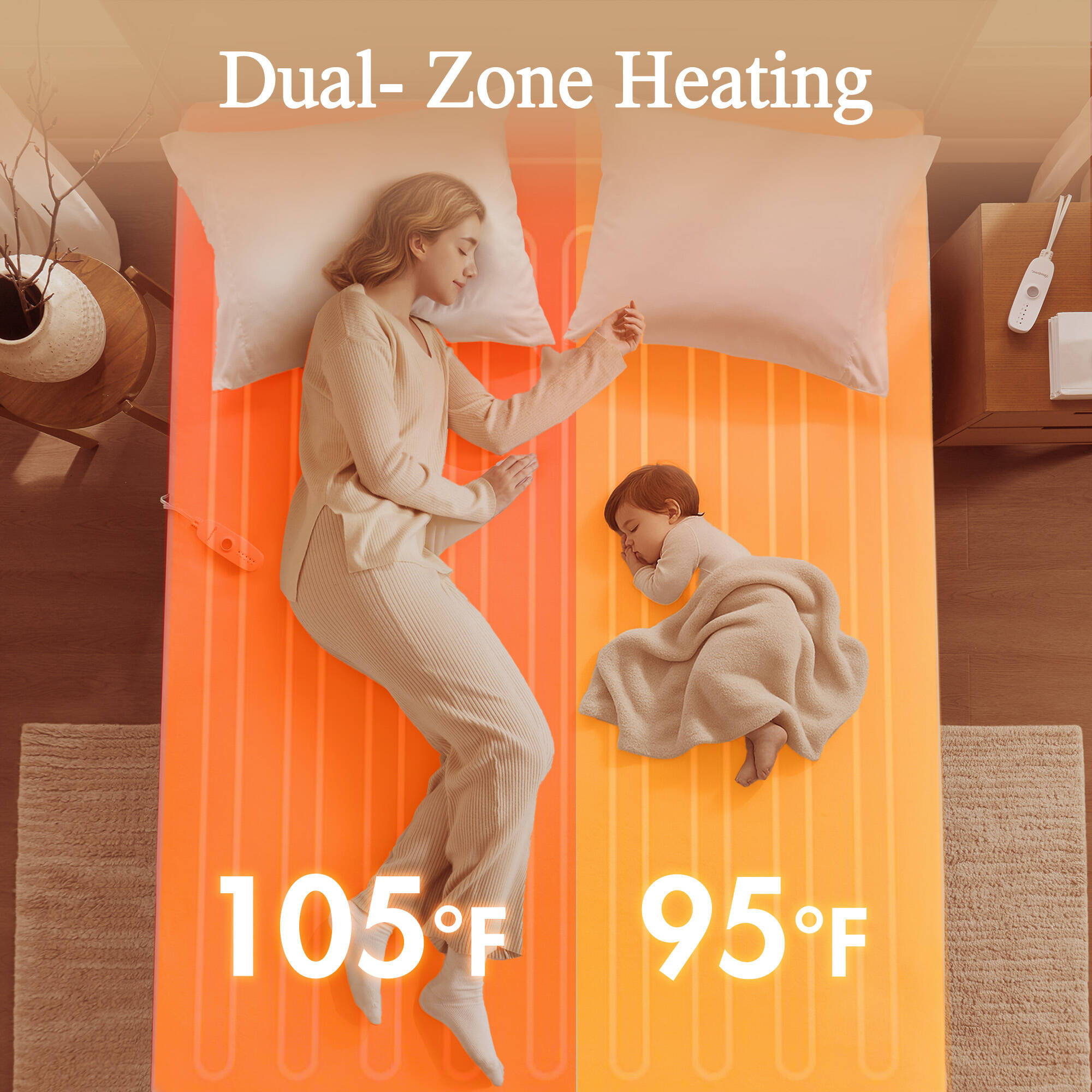 Nonwoven - Queen Heated Mattress Pad - White