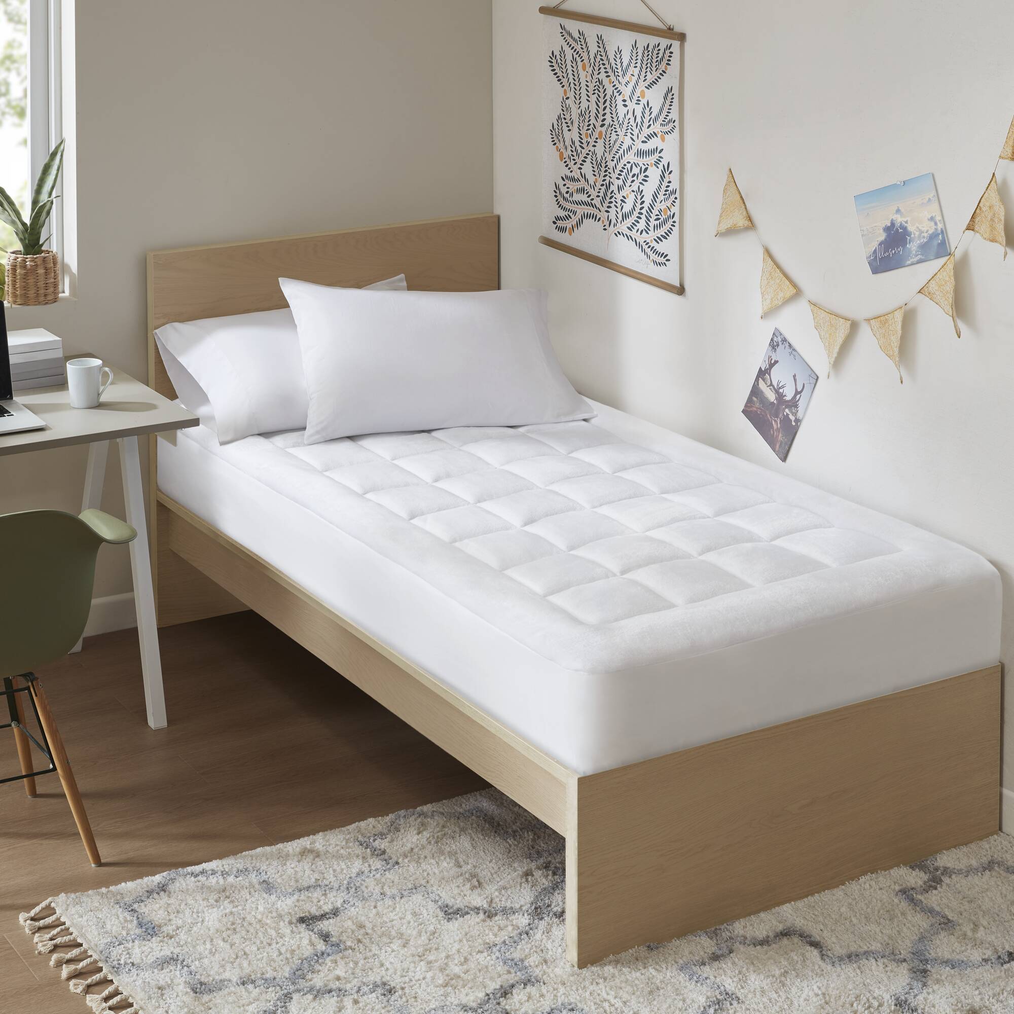 Cloud Soft - Twin Overfilled Hypoallergenic Down Alternative Waterproof Mattress Pad - White