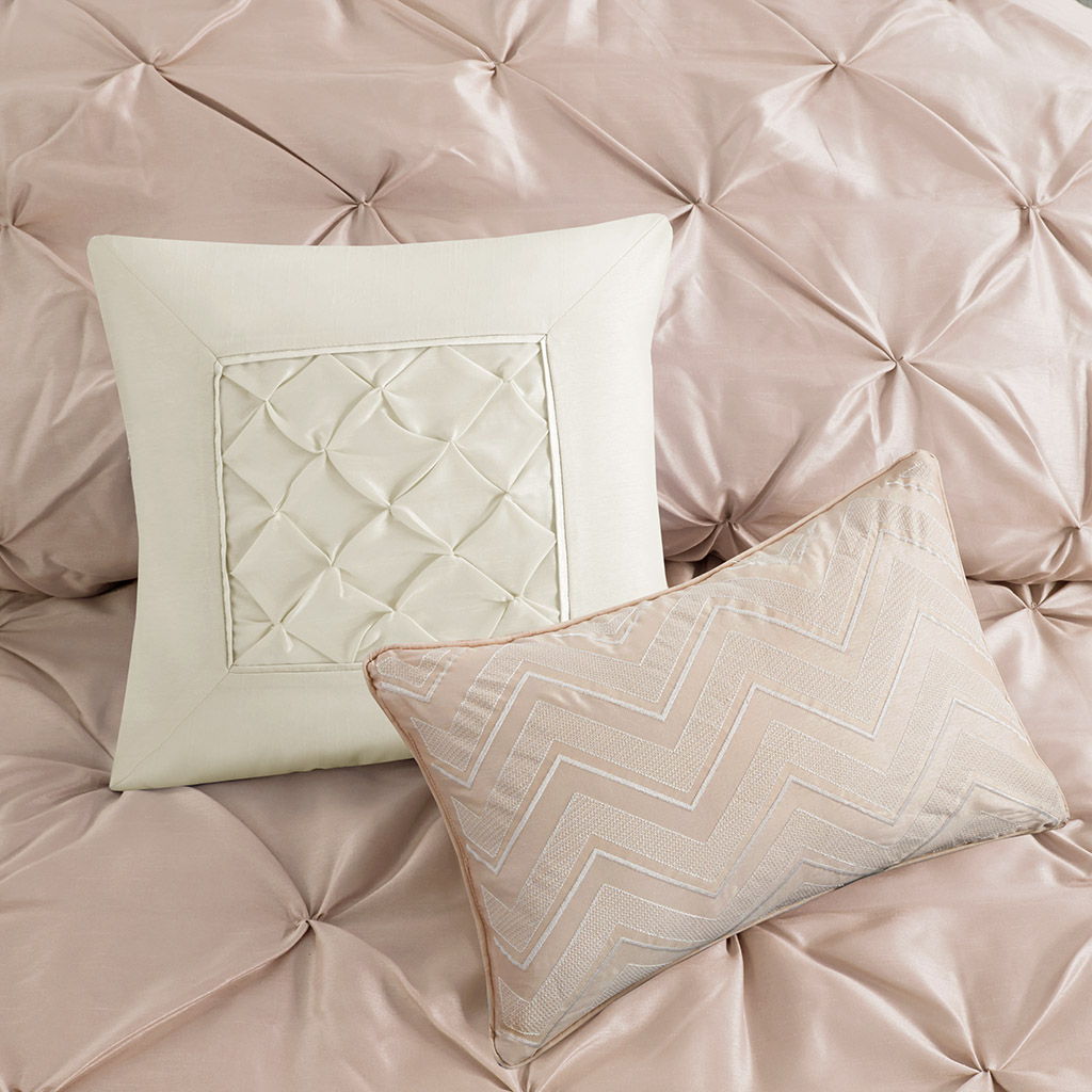 Laurel - California King 7 Piece Tufted Comforter Set - Blush