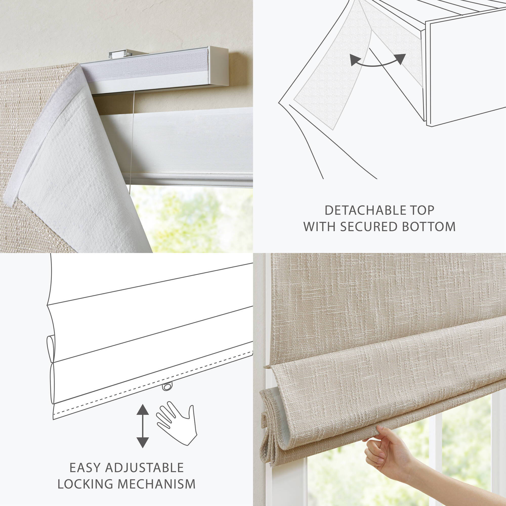 Quincy - 29x64" Total Blackout Cordless Roman Shade - Linen