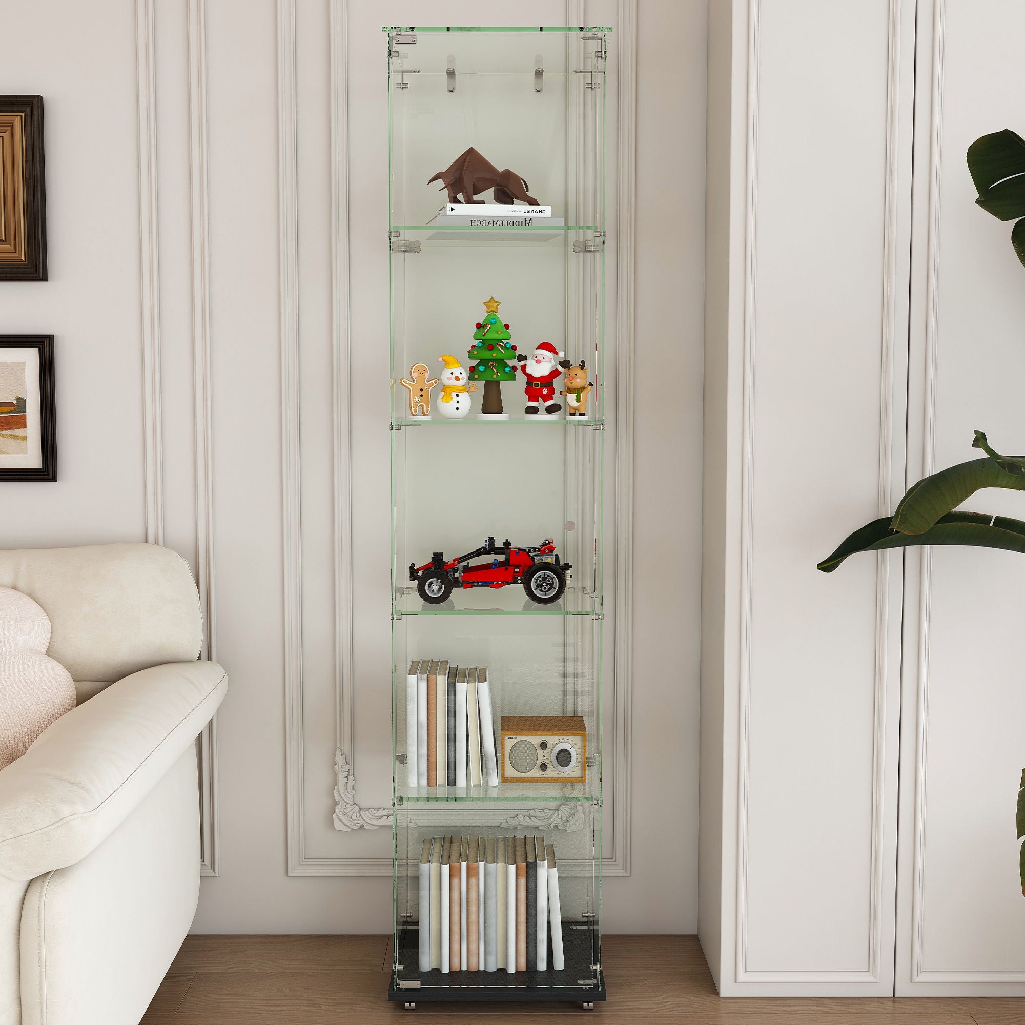 Premium 5 Tier Glass Display Case With 5 Dynamic LED Modes
