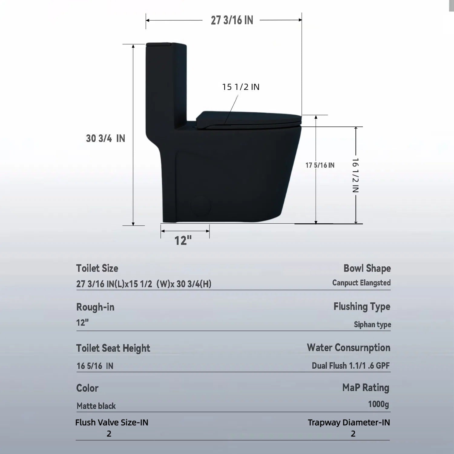 1 Piece Toilet With Tornado Flush, Dual Flush, And ADA Height Comfort Chair