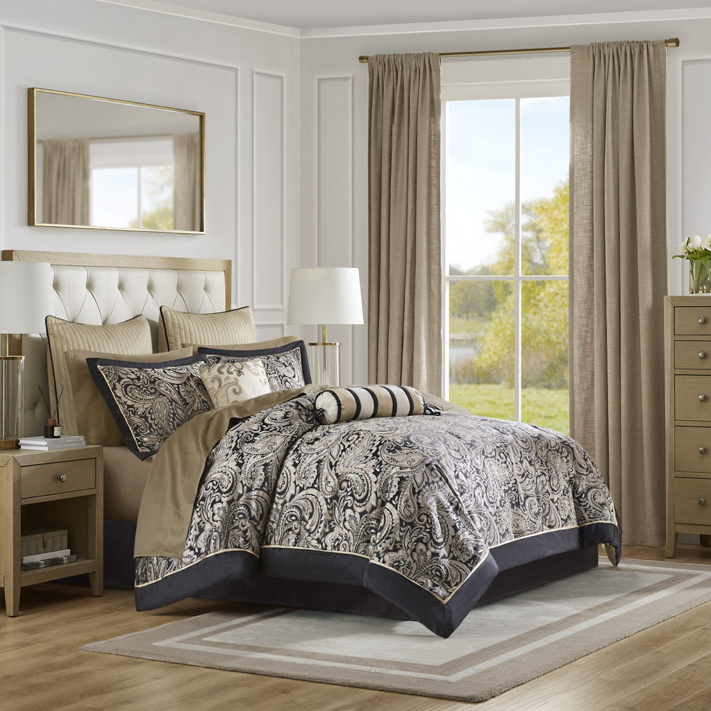 Aubrey - Queen 12 Piece Complete Bed Set - Black