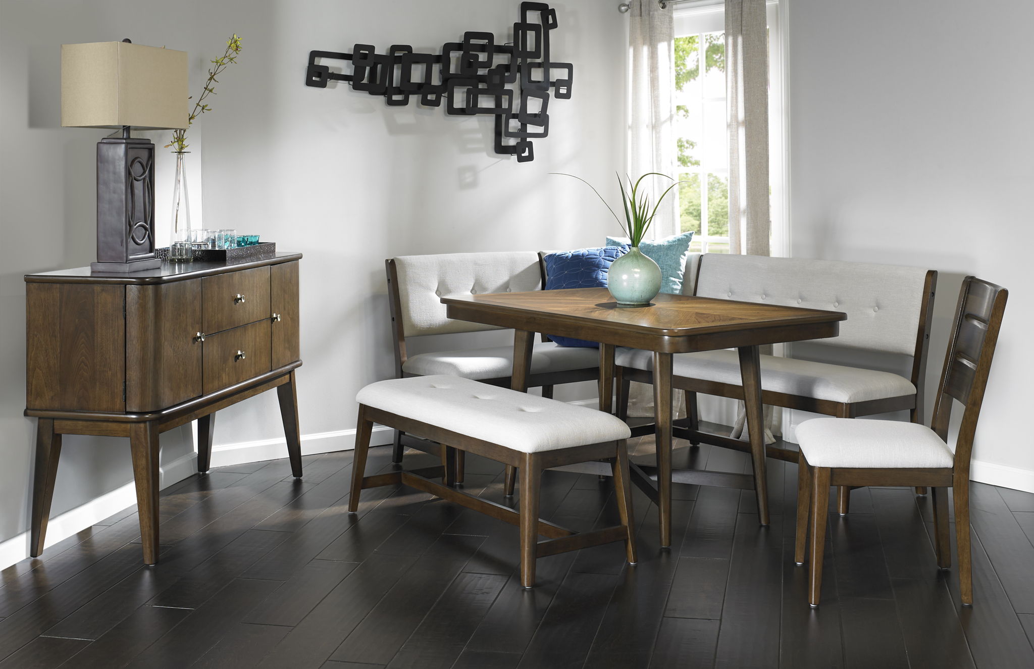 Curved Dining Bench Upholstered Curved Bench - Beige
