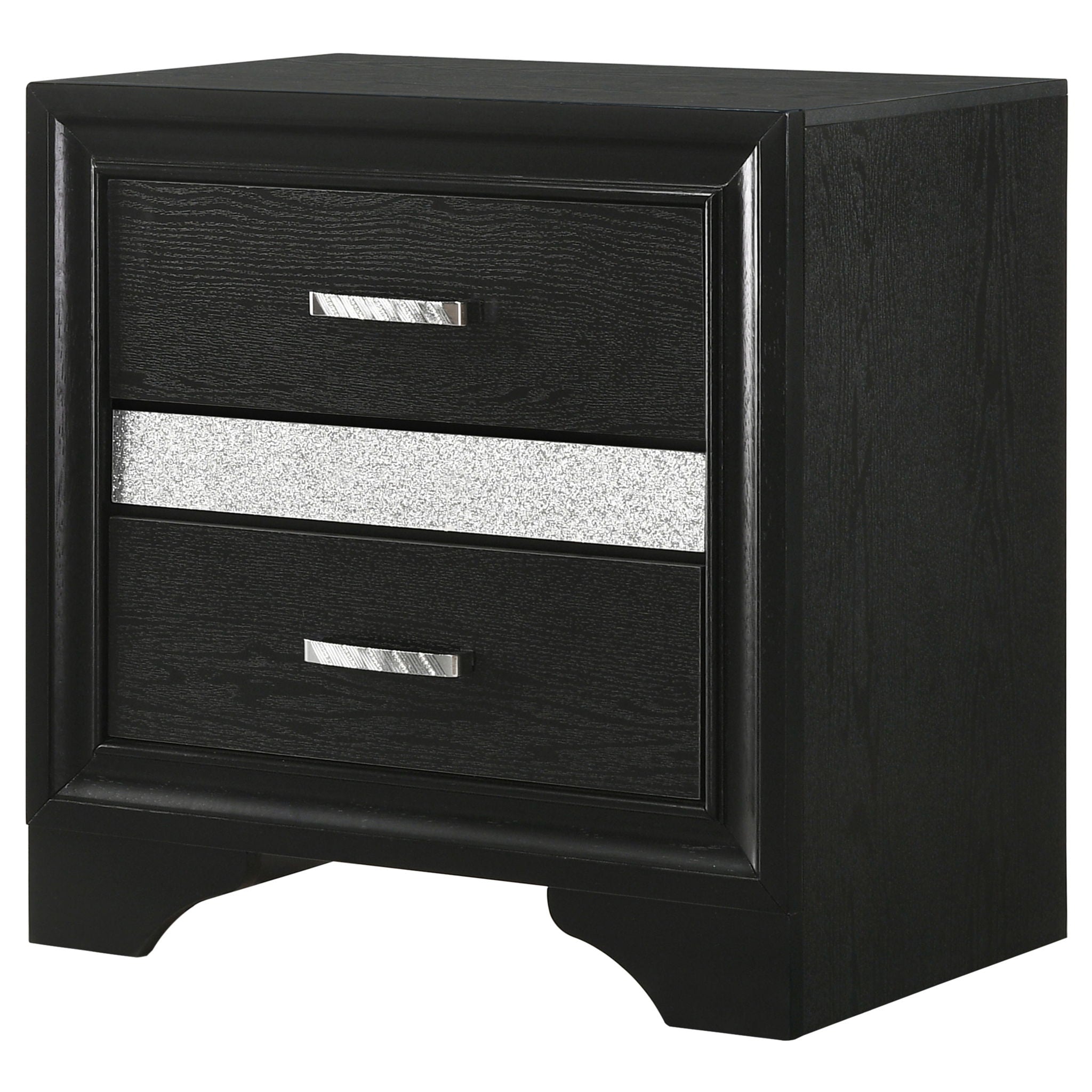 Transitional 2 Drawer Nightstand With Hidden Jewelry Tray