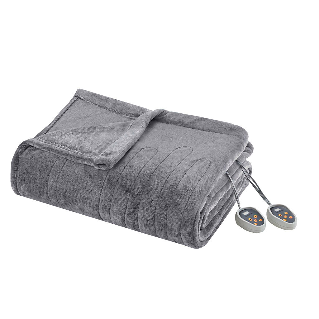 Heated Plush - Twin Blanket - Gray