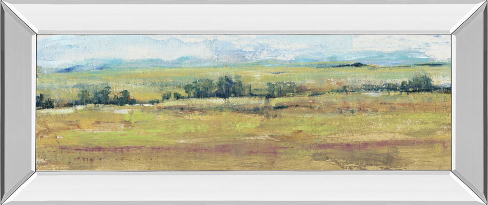 Distant Treeline Panel II By Tim Otoole - Mirror Framed Print Wall Art - Light Brown