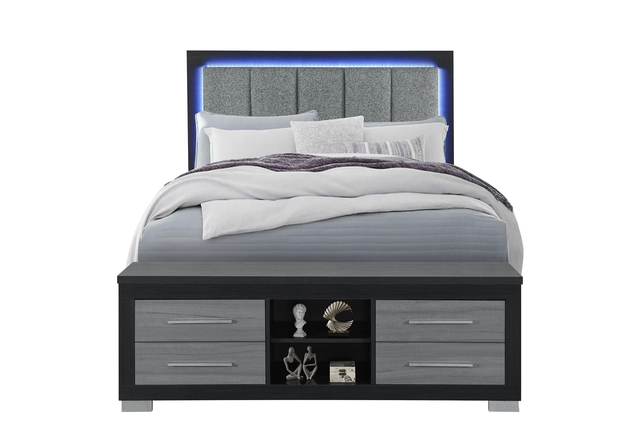 Emma- Queen Bed/King Bed Siderail - Gray / Black