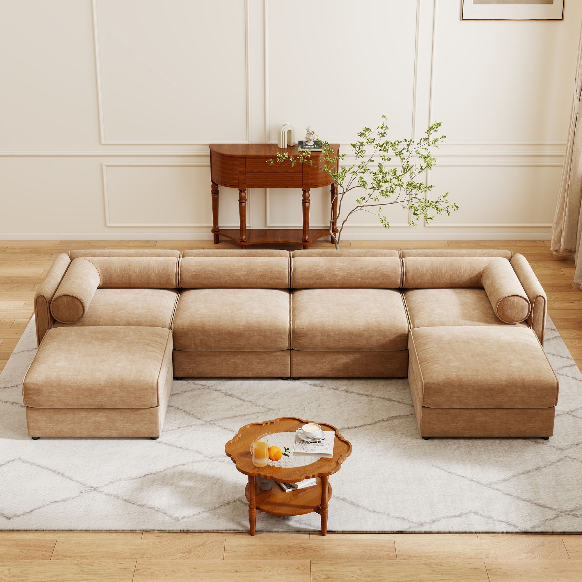 Contemporary Elegant Sofa With Storage And Ottoman