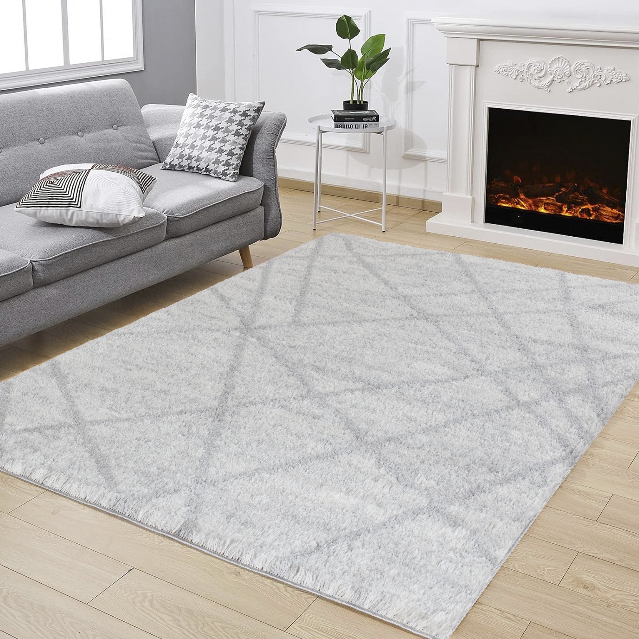 Loft Shag GC_CZY1004 Ivory 7 ft. 10 in. x 9 ft. 10 in. Shaggy Area Rug
