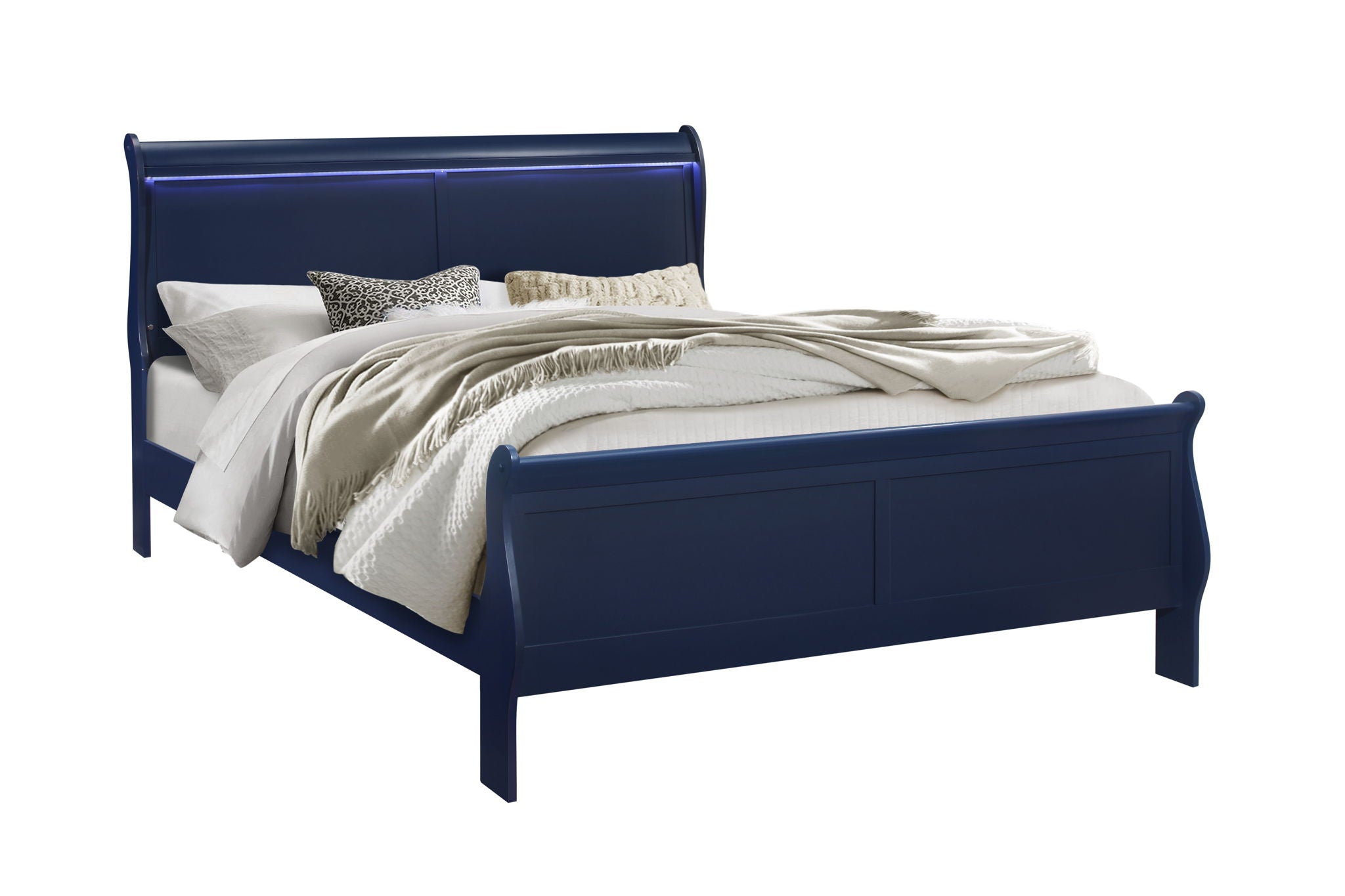 Charlie - King Bed With LED Headboard & Footboard - Blue