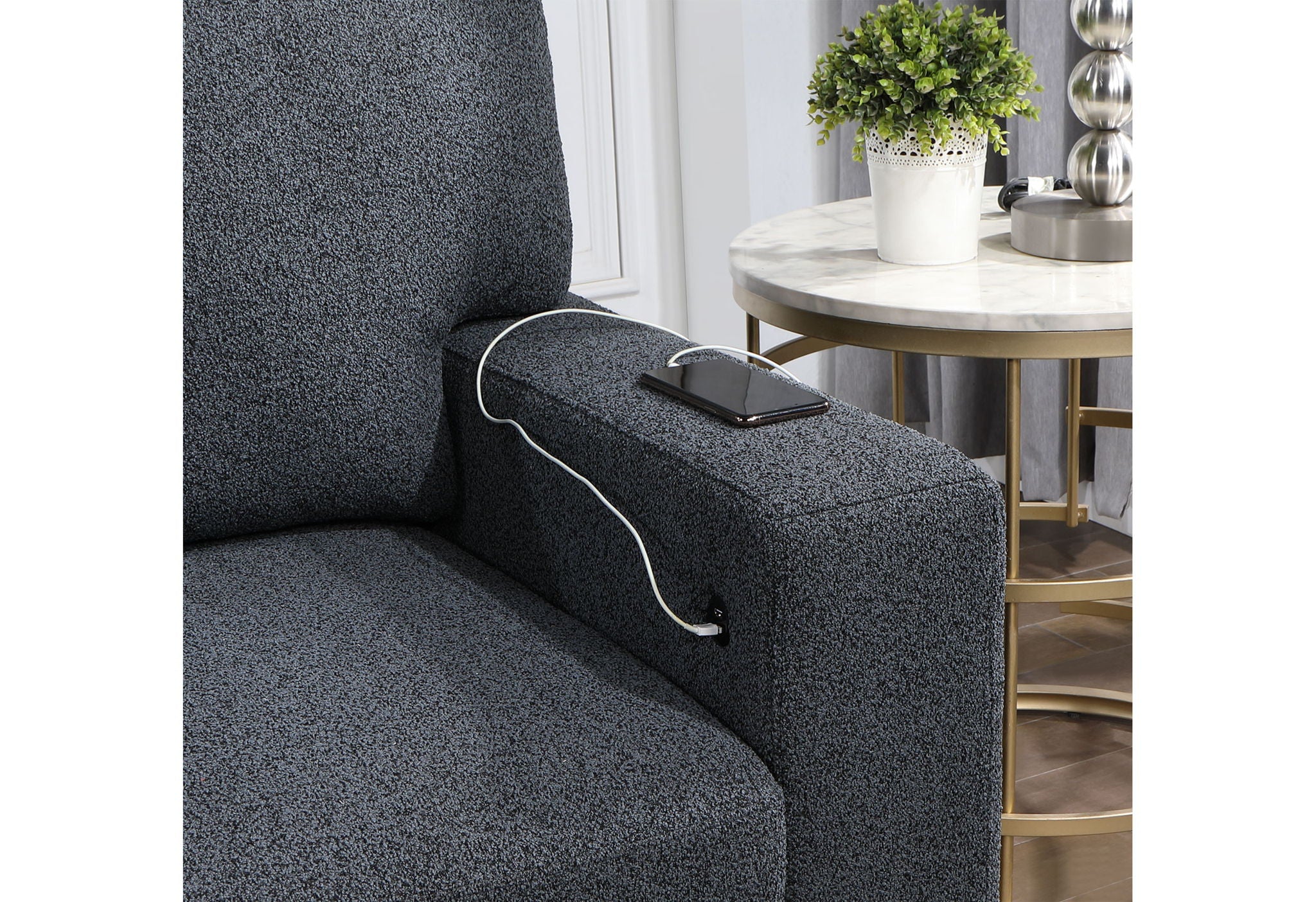 U0202 - Reversible Sofa Bed With USB - Dark Gray