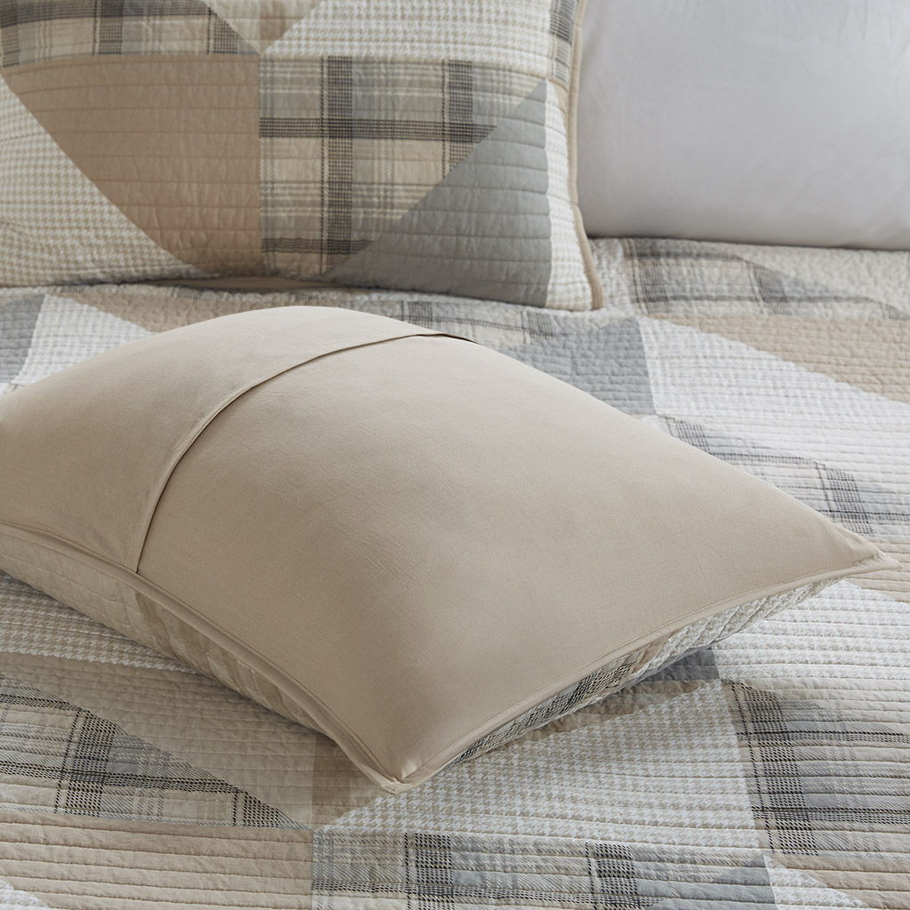 Olsen - 3 Piece Full Oversized Cotton Quilt Set - Tan