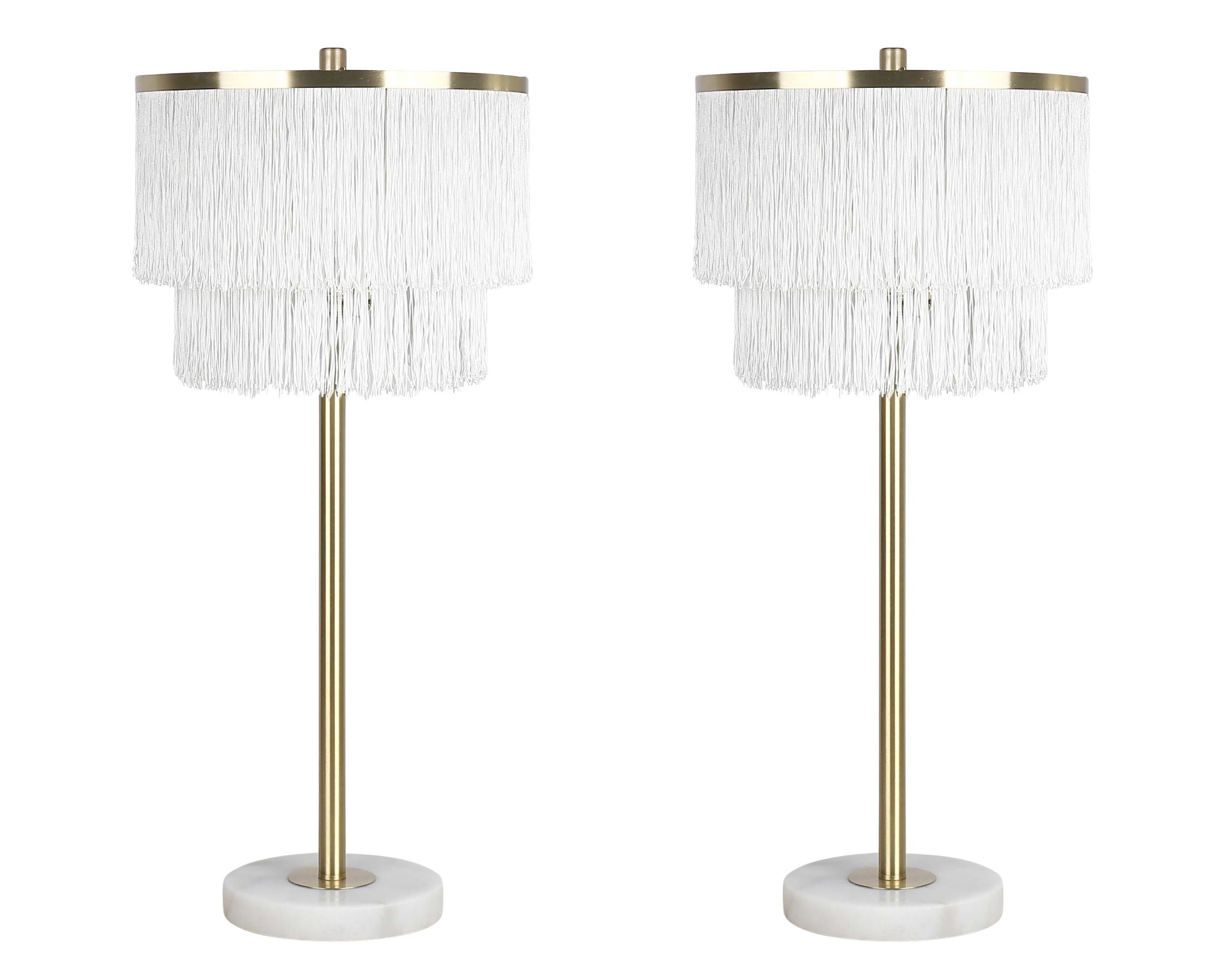 "Tassel Elegance II" Metal Table Lamp (Set of 2) - Soft Gold / White