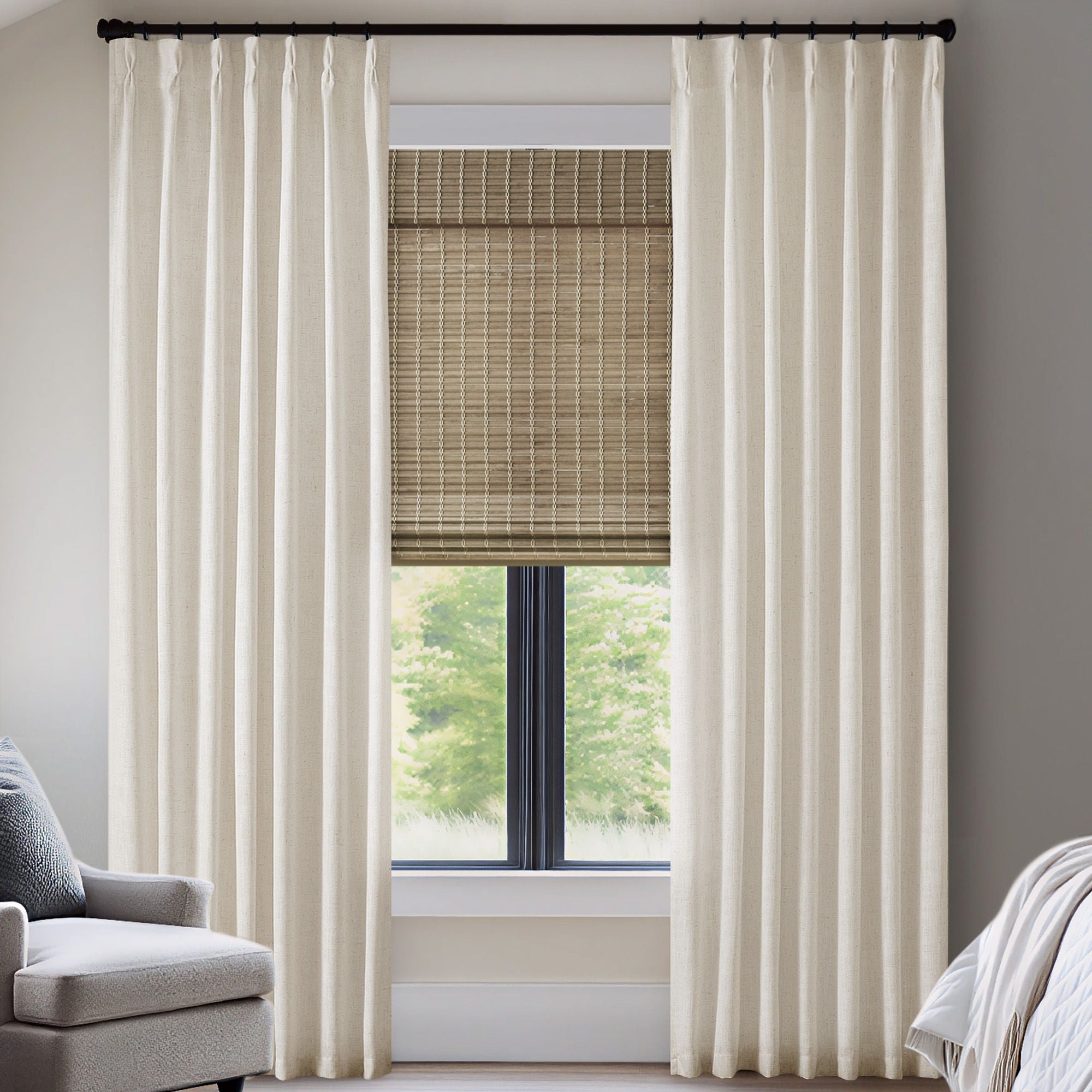 Emery - 40*84" 300GSM Poly Linen With 7 Pinch Pleat Per Piece - Ivory