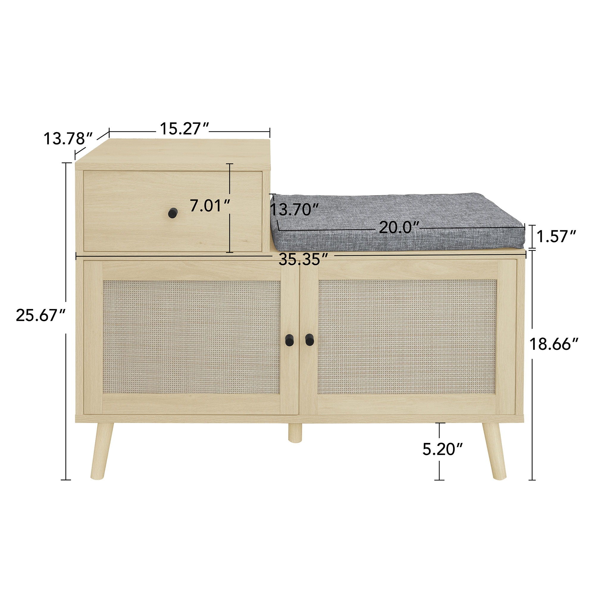 2 Door Shoe Cabinet With 1 Drawer, Freestanding Modern Shoe Storage Cabinet, For Entryway - Natural