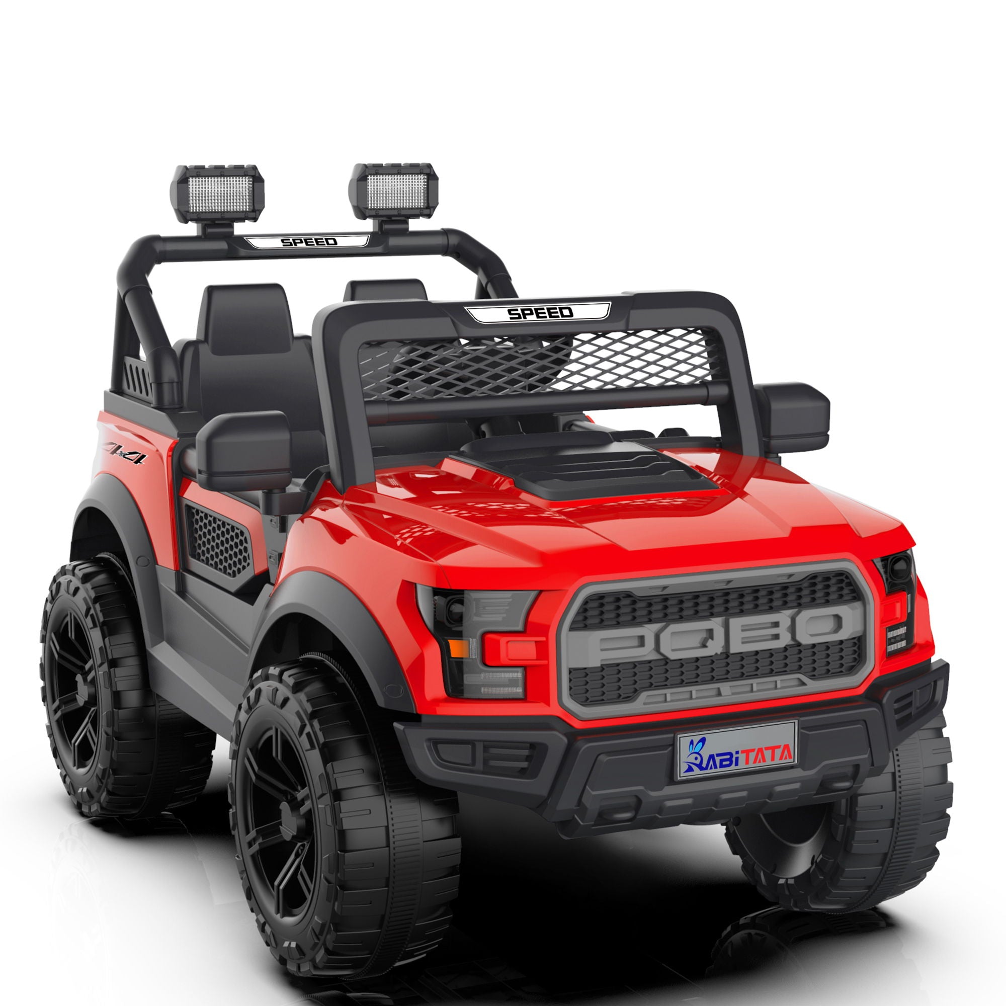 Kids Electric Ride On Car With Remote Control, LEd Lights, Music Player, Swing Function, 4 Wheel Shock Absorption - Red
