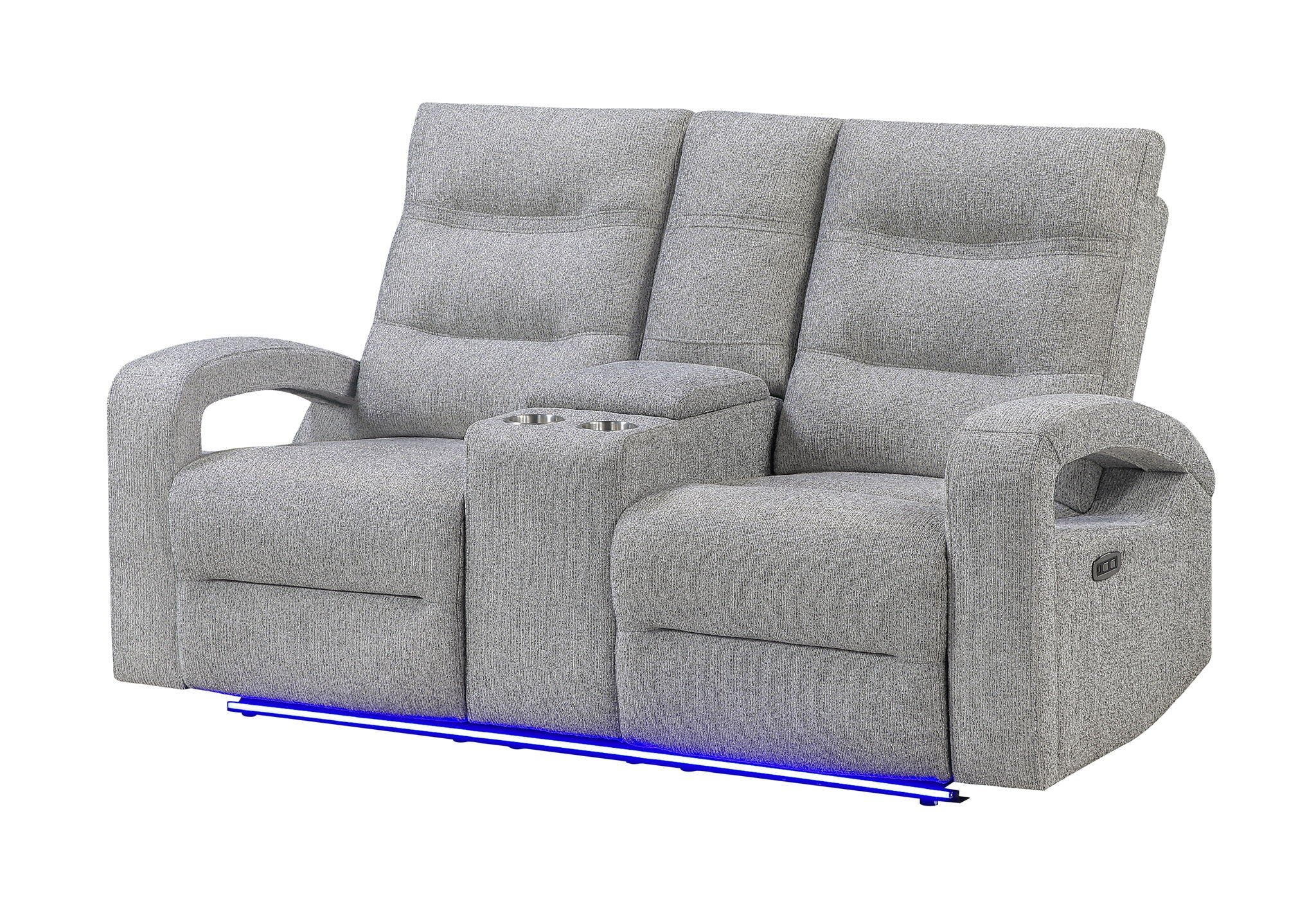 U6611 - Power Console Reclining Loveseat With LED - Dark Gray