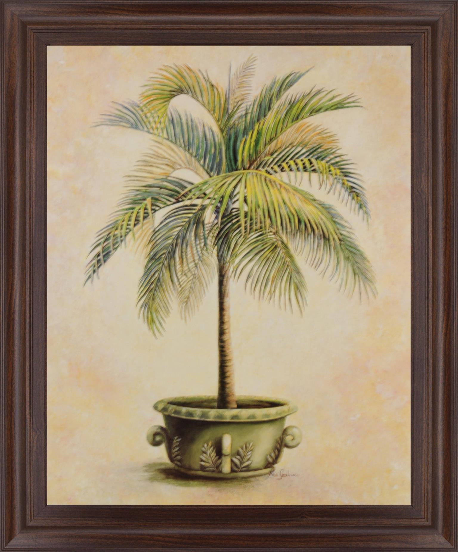 Verdant Palm Bliss - 28" x 34" Framed Wall Art - Beige