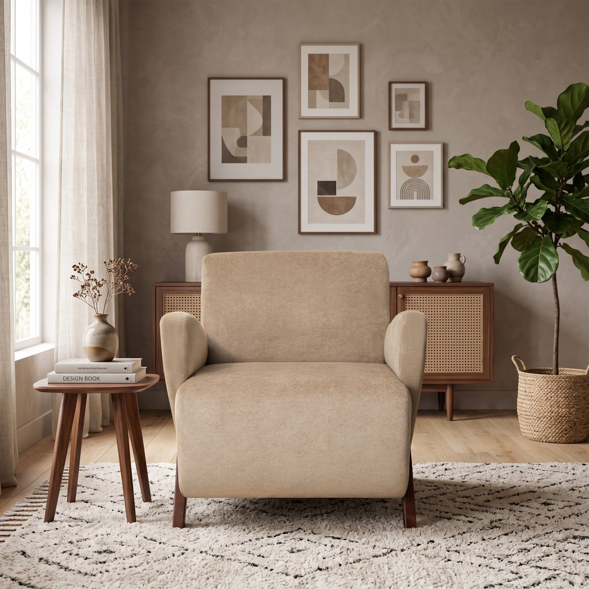 Lounge Accent Chair For Living Room - Beige Coffee
