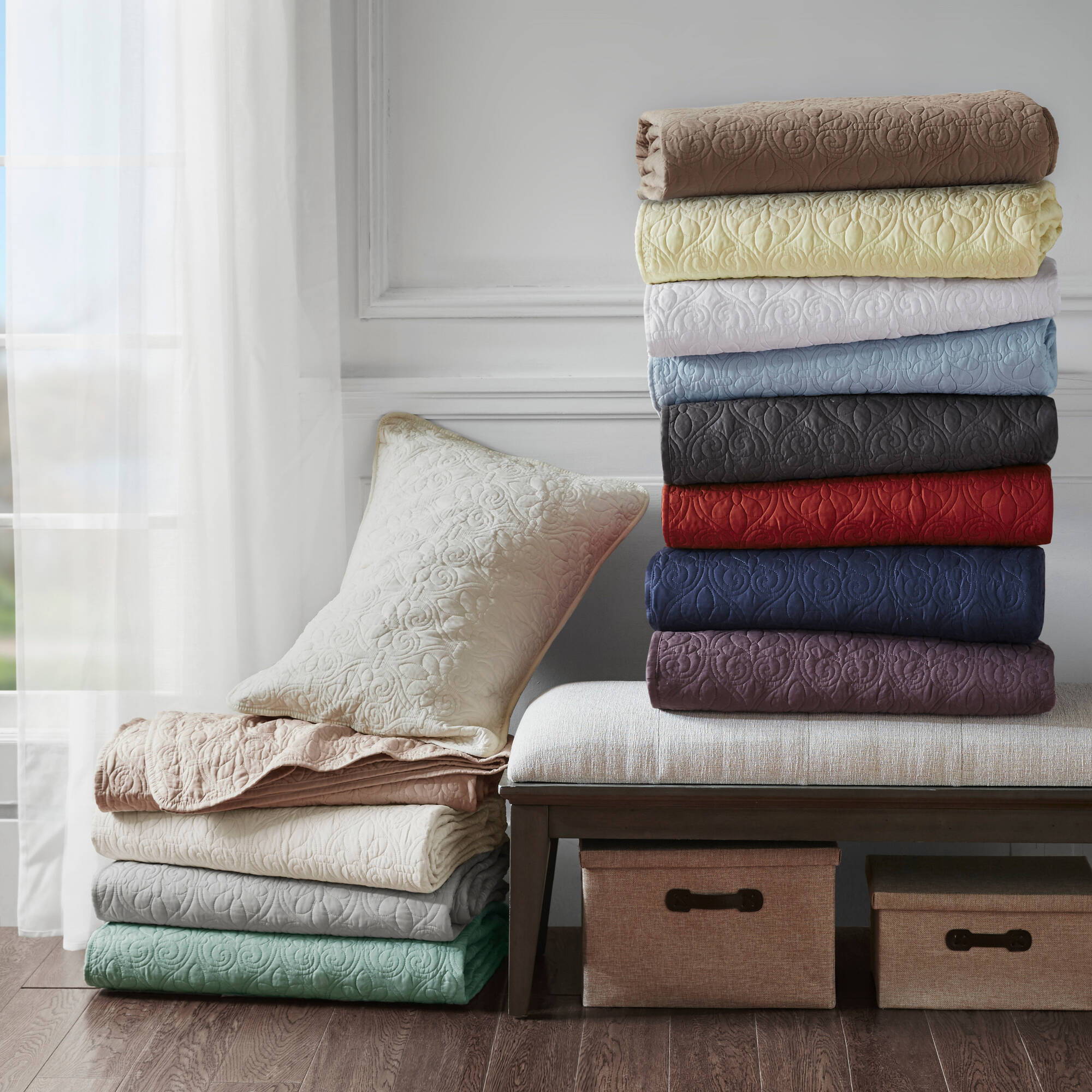 Quebec - King Reversible Bedspread Set - Mocha