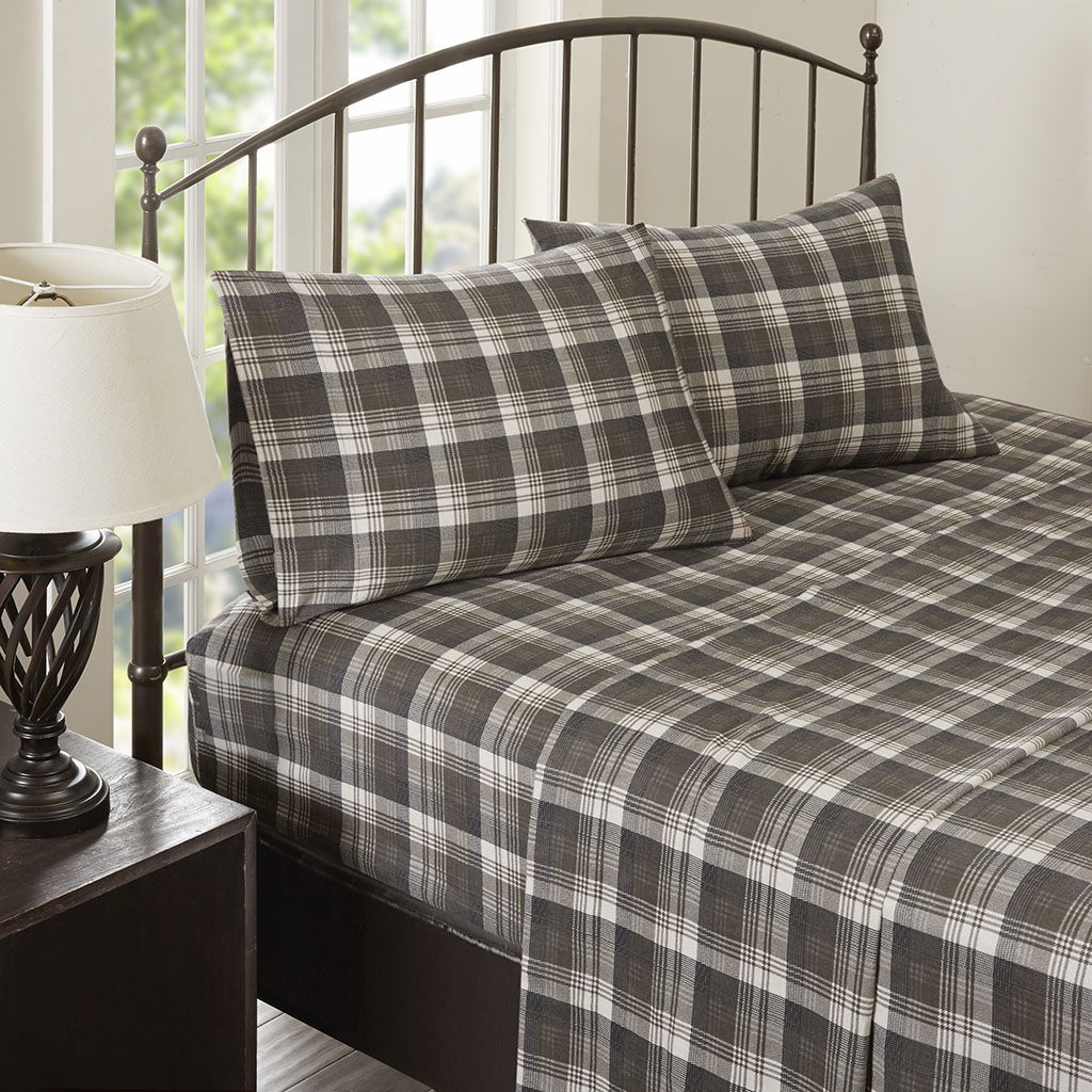 Flannel - California King Sheet Set - Brown Plaid
