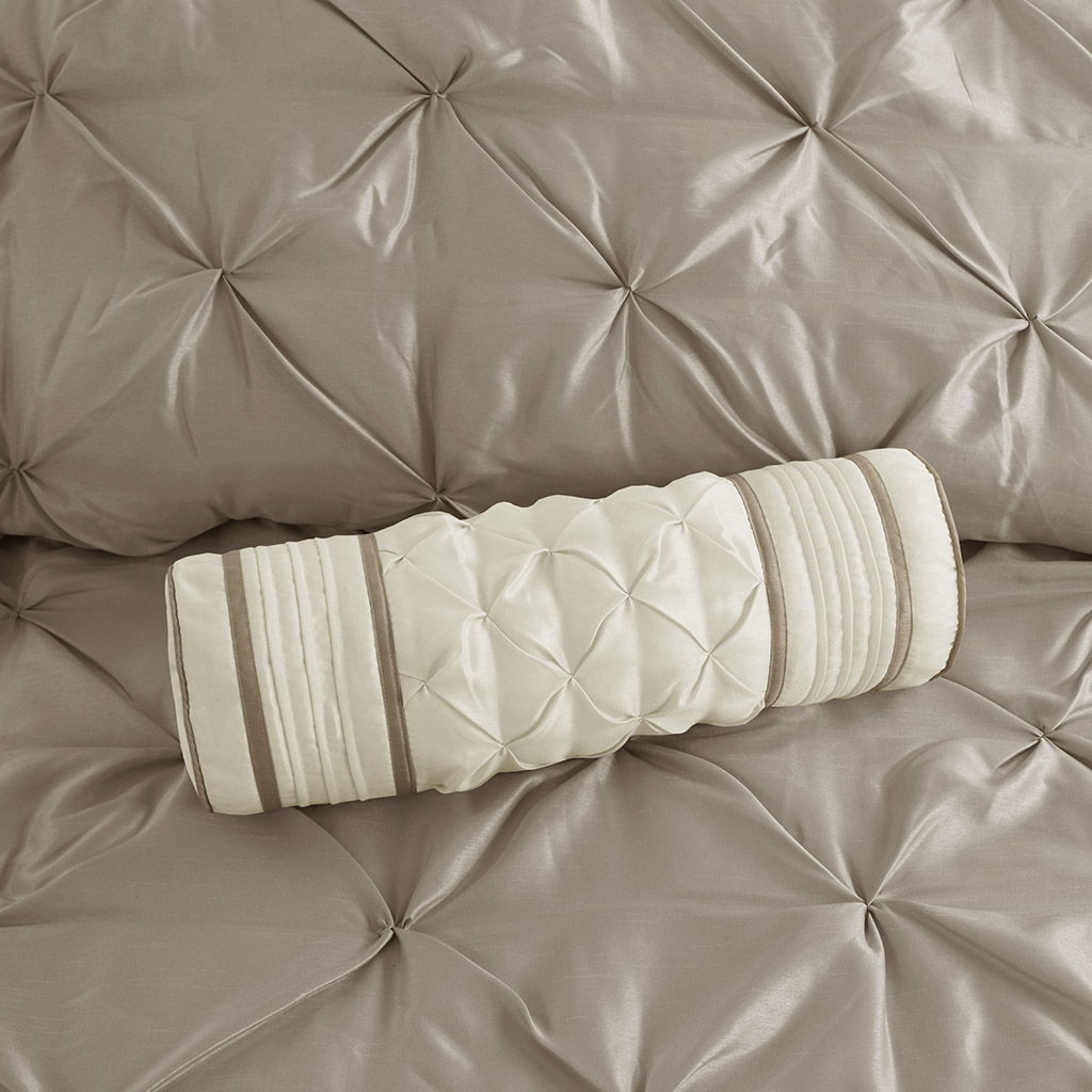 Laurel - California King 7 Piece Tufted Comforter Set - Taupe