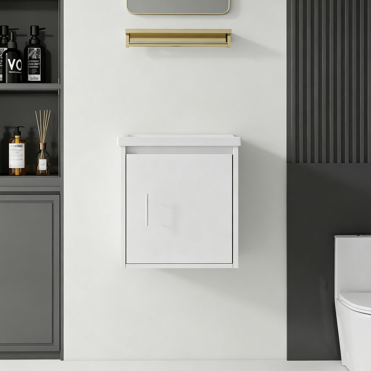 Floating Bathroom Vanity Combo, Wall Mounted Cabinet With Sink & Soft Close Doors For Small Bathrooms