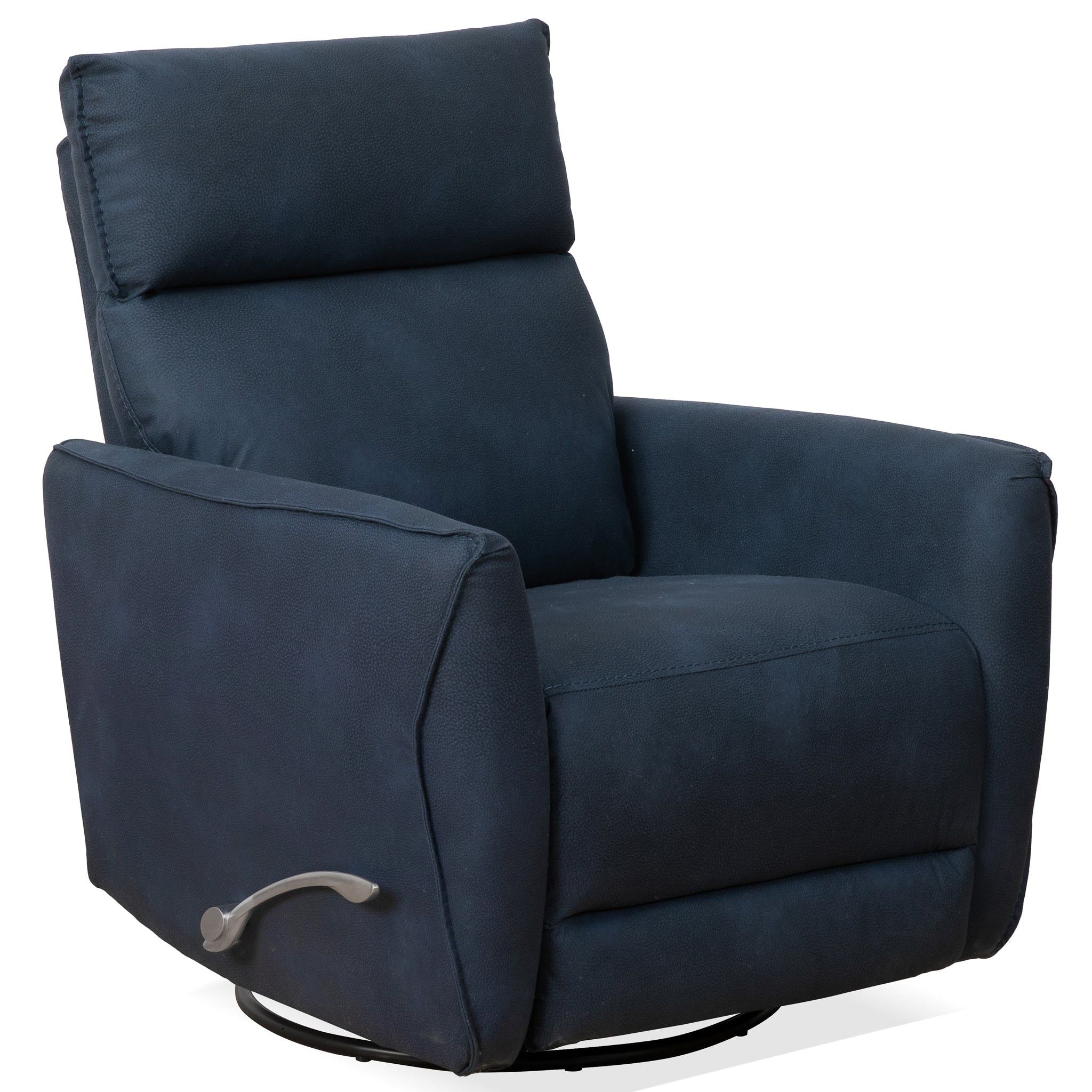 Carson - Swivel Glider Suede Recliner Chair - Midnight Blue