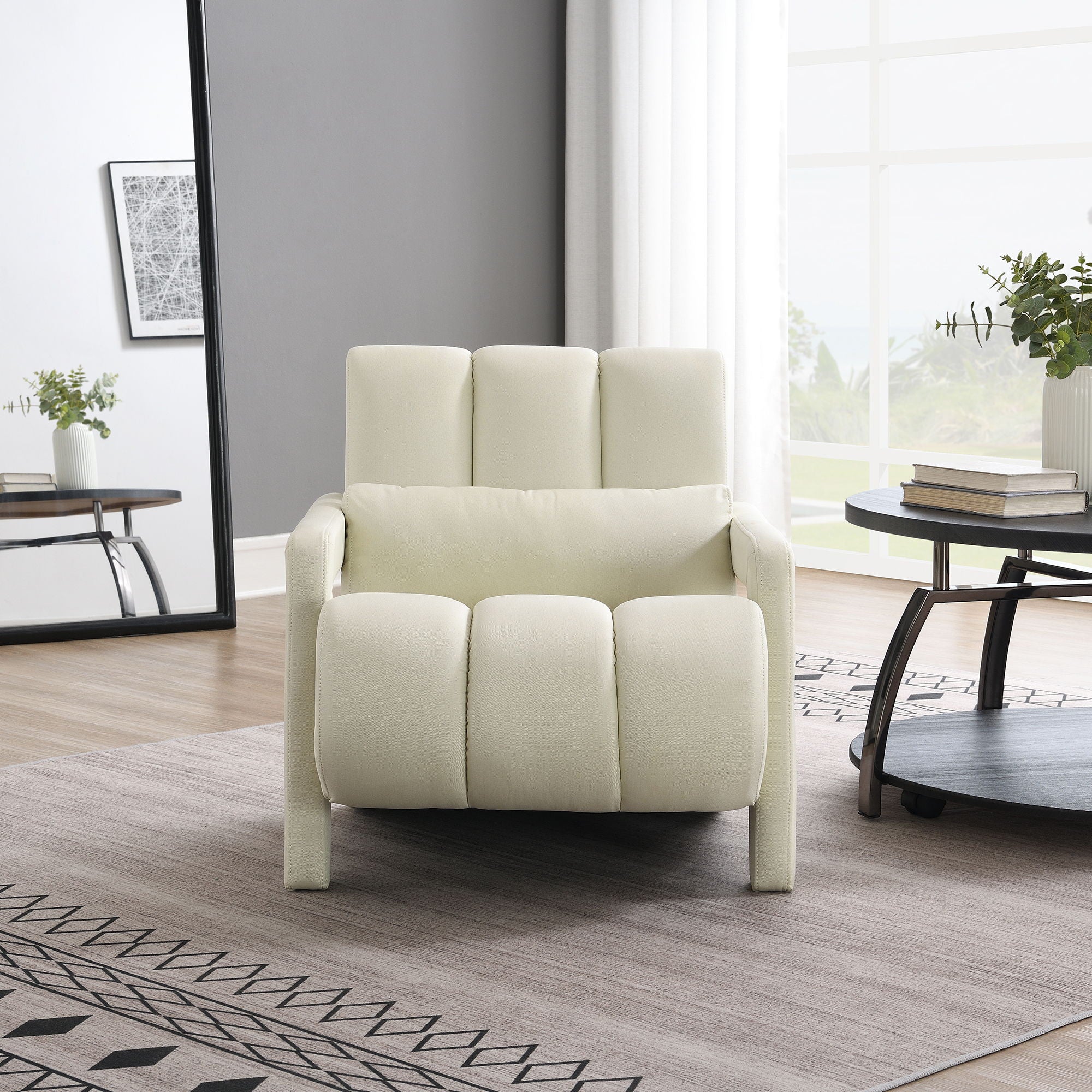 Modern Upholstered Accent Chair, Comfortable Fabric With A Pillow For Living Room