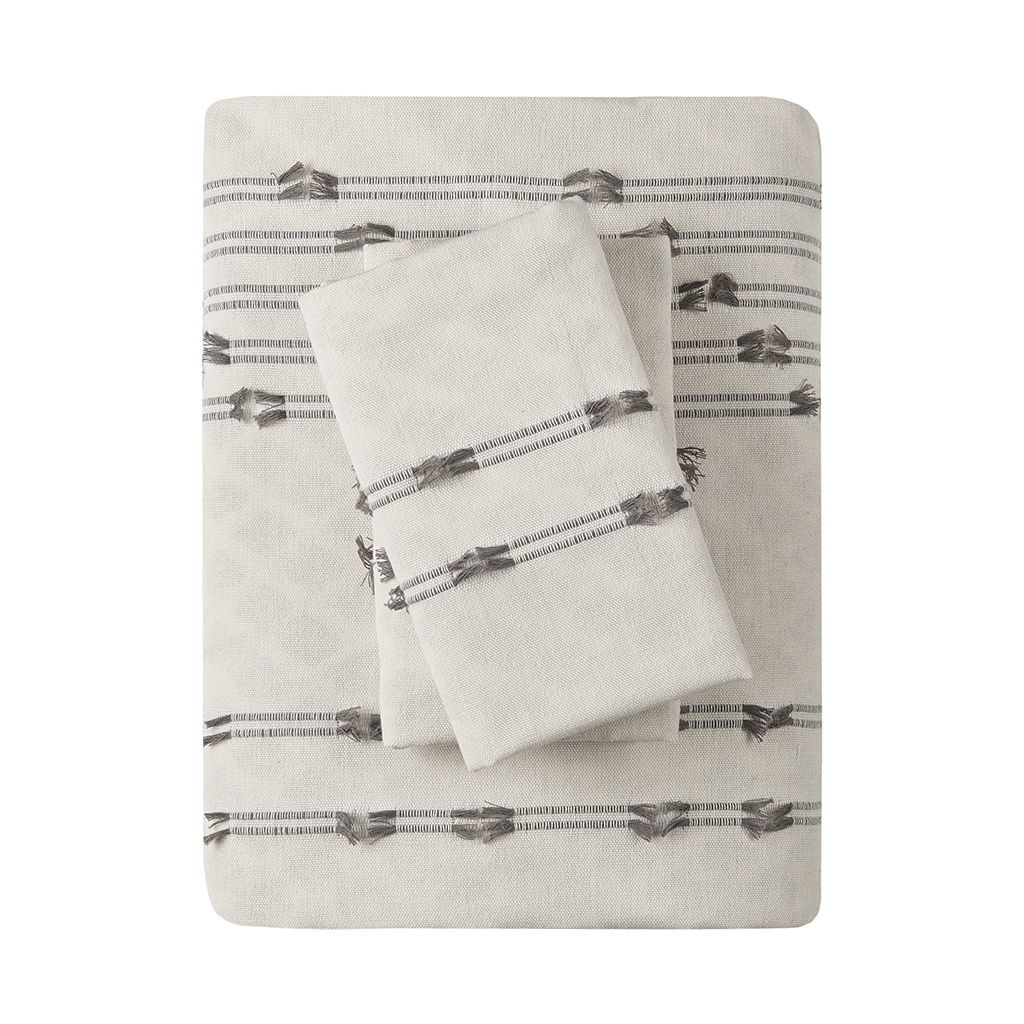 Kara - 3 Piece Cotton Jacquard Duvet Cover Set - White