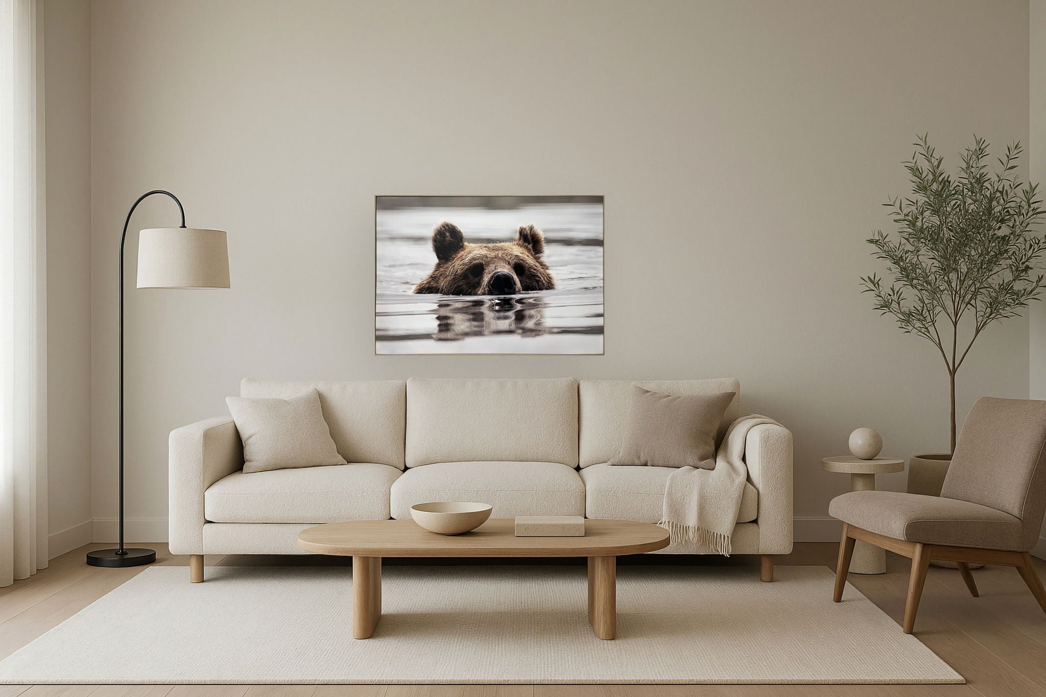 "Silent Watch" Canvas In Frame - Brown / Earthy Tones
