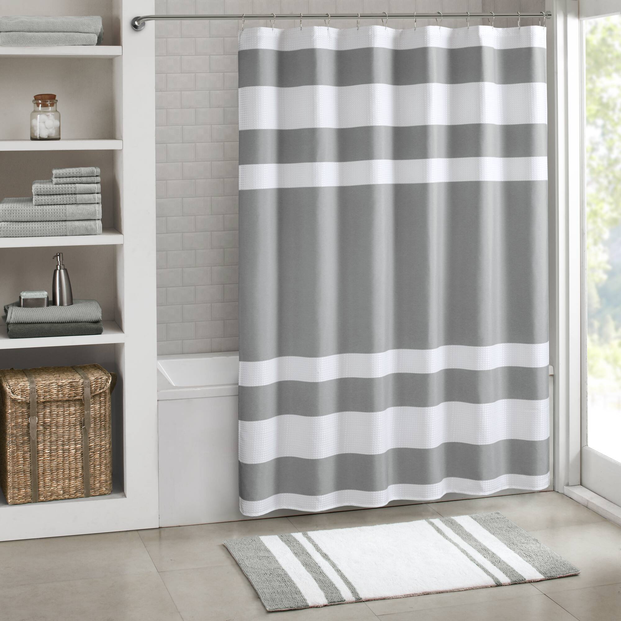 Spa Waffle - 84" Shower Curtain With 3M Treatment - Gray