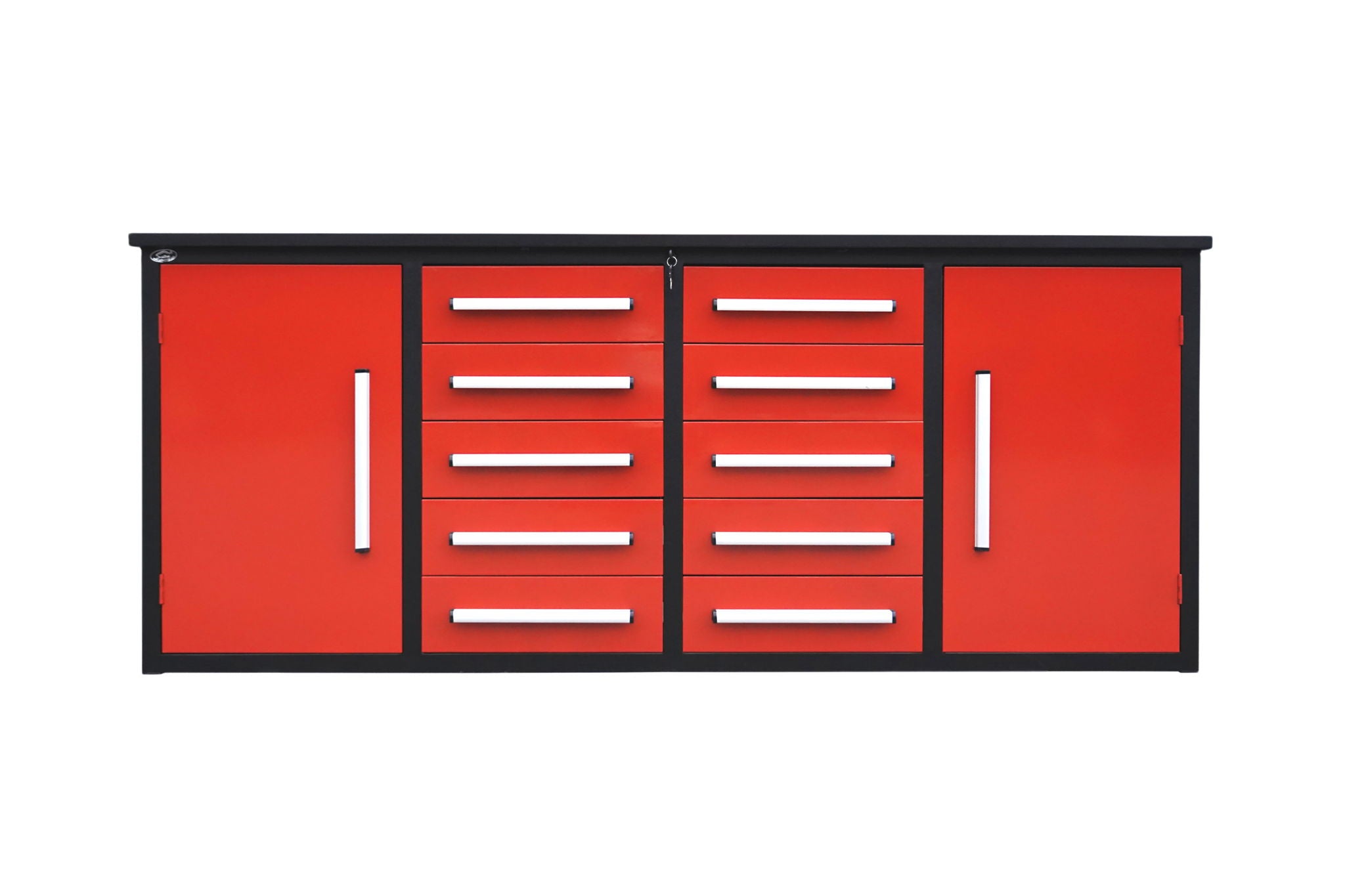 Storage Cabinets With Workbench (With 10 Drawers And 2 Cabinets)