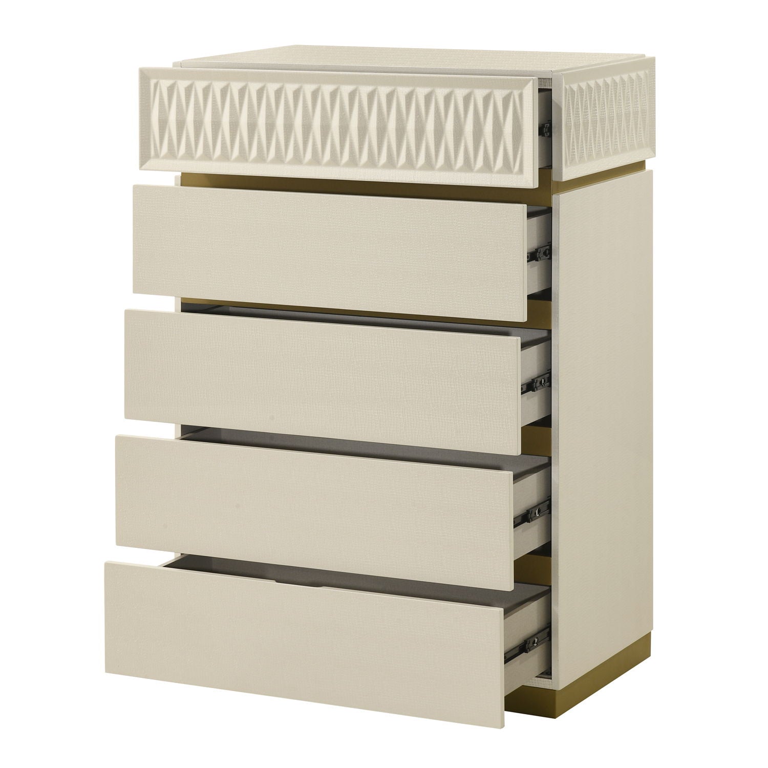 Stanley - 5 Drawer Chest With Crocodile Texture - Gray