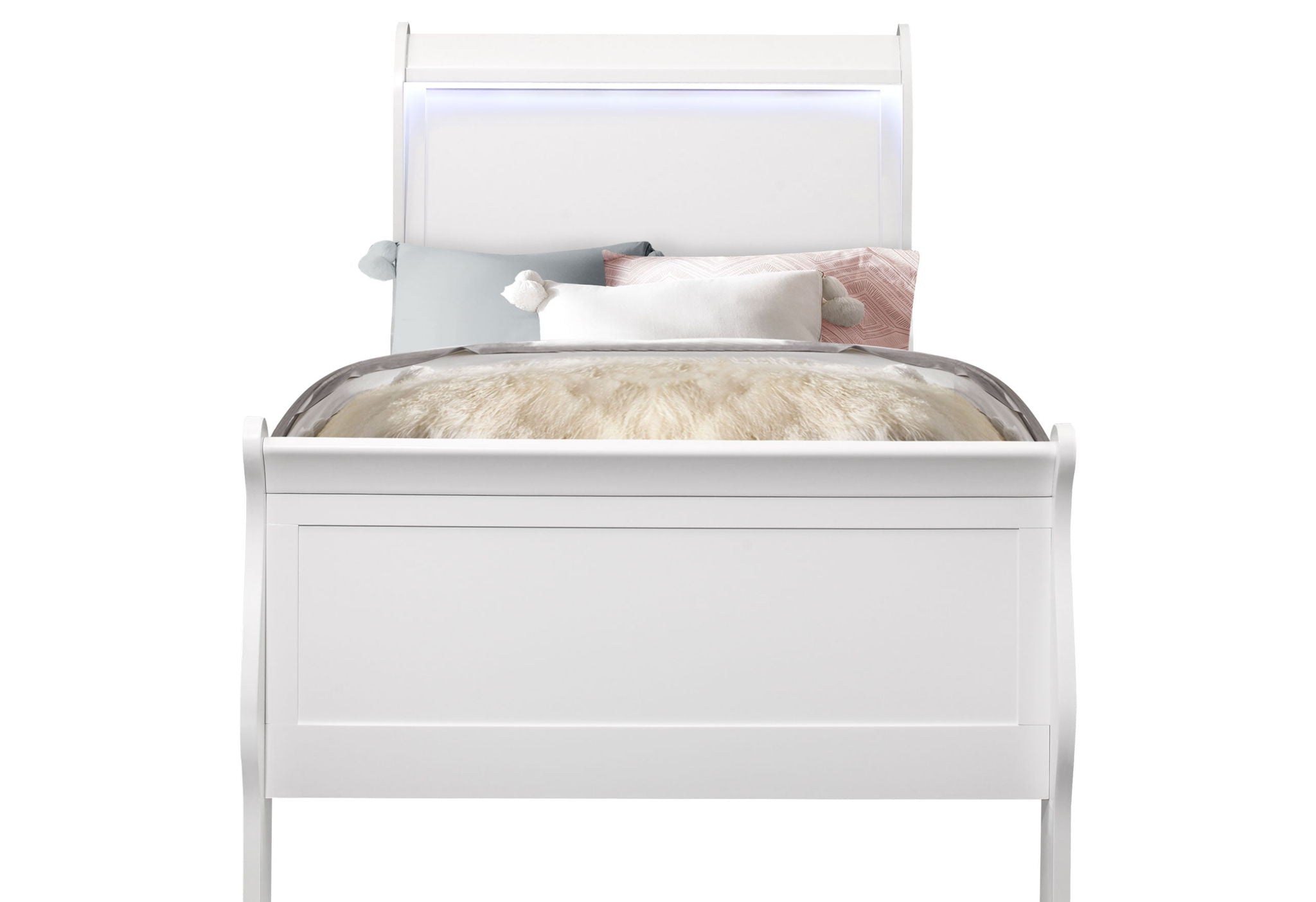 Charlie - Twin Bed With LED Side Rails - White