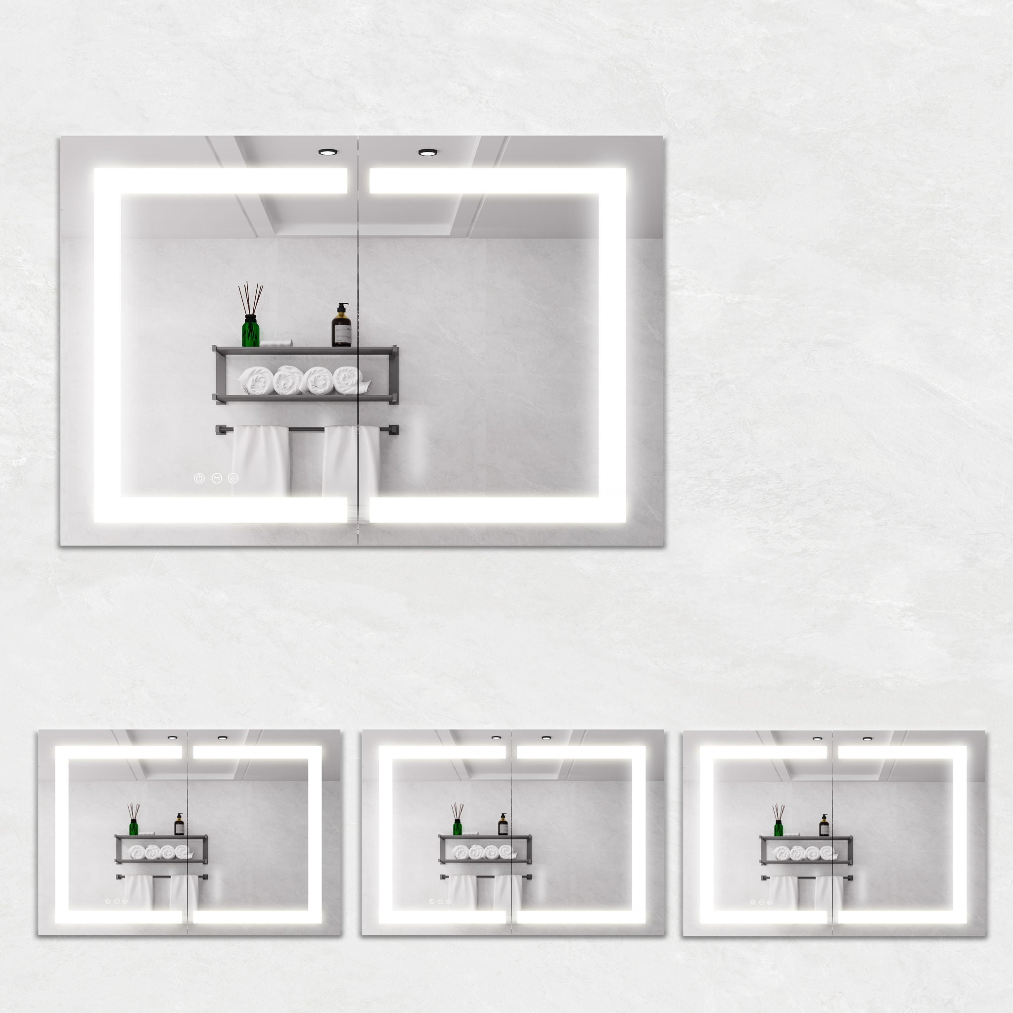 Medicine Cabinet With LED Vanity Mirror, Anti-Fog, Waterproof, Dimmable With Touch Switch