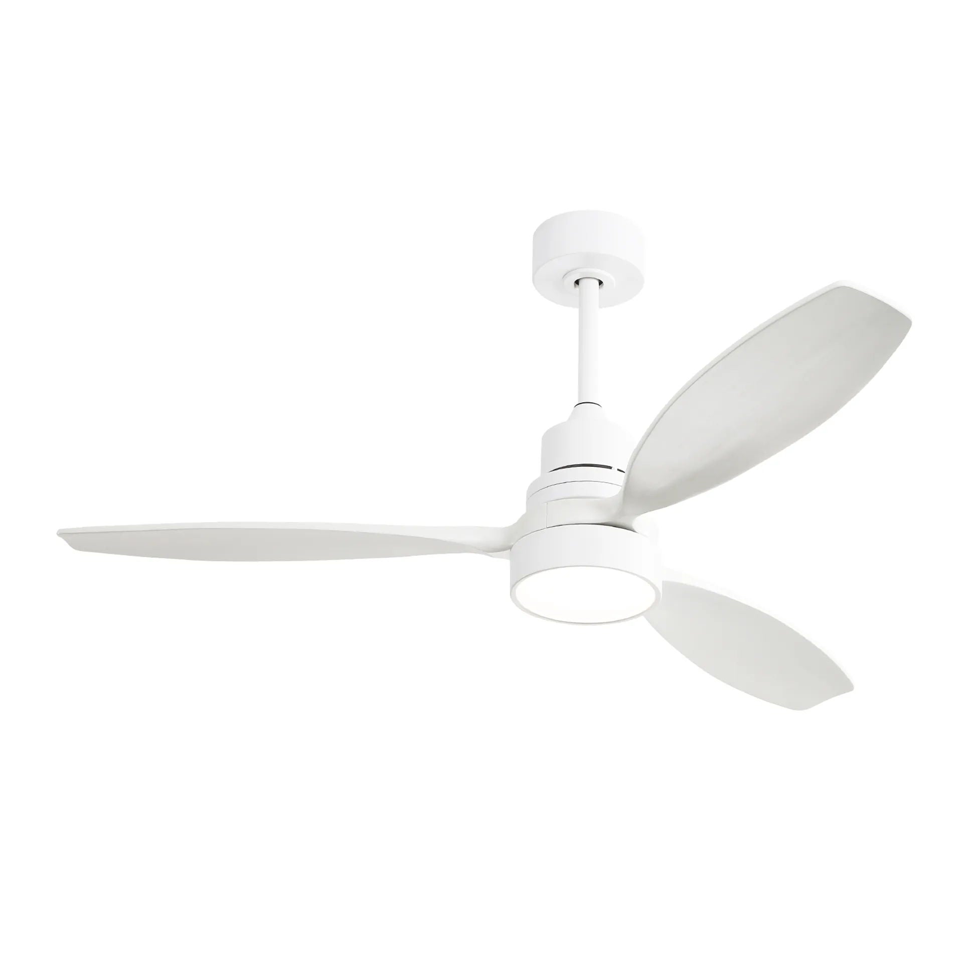52" Ceiling Fan White 3 Blades Remote Control Reversible DC Motor With LED Light - Matte White