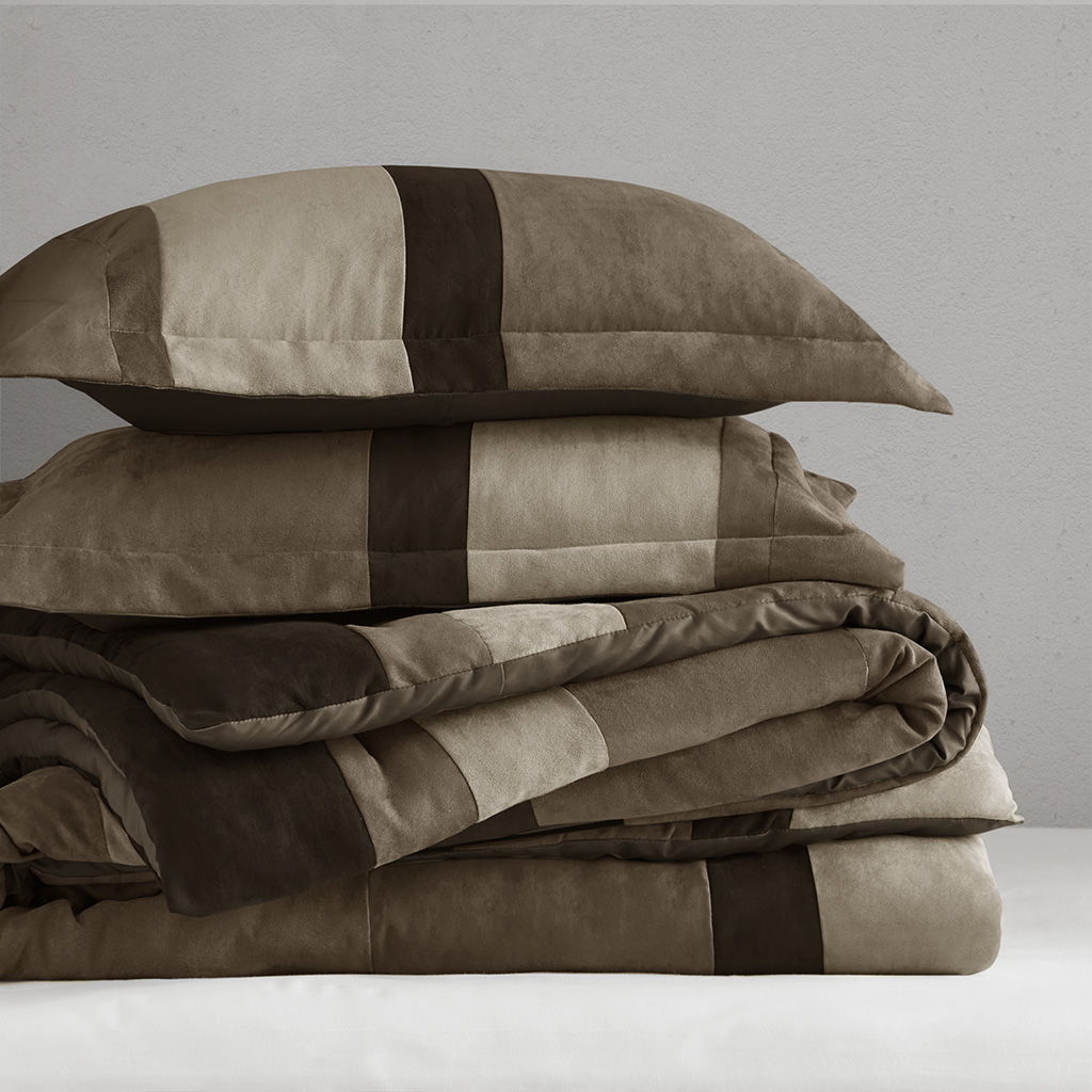 Boulder Stripe - Twin/Twin Long Pieced Comforter Set - Brown