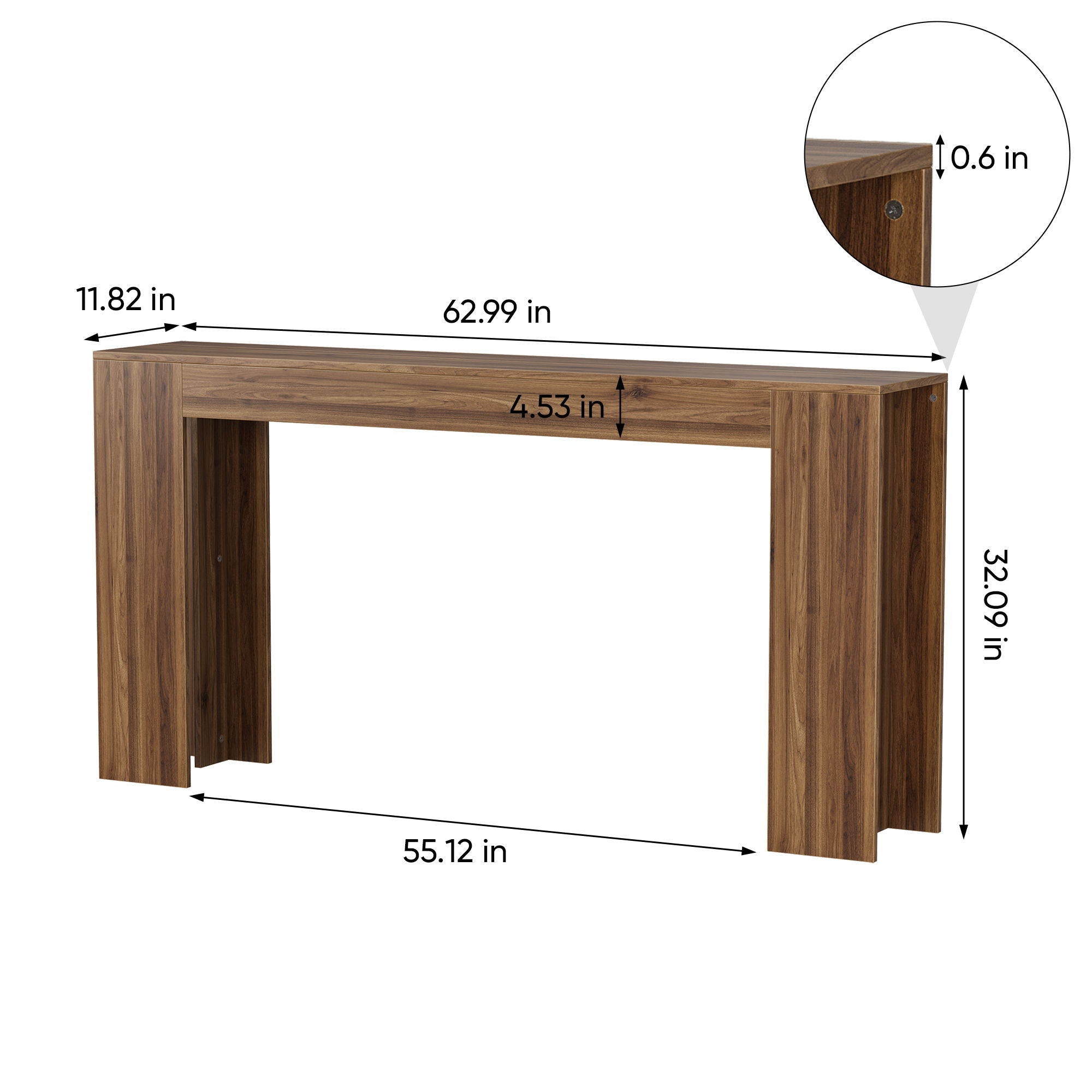 Farmhouse Style Extra Long Walnut Console Table