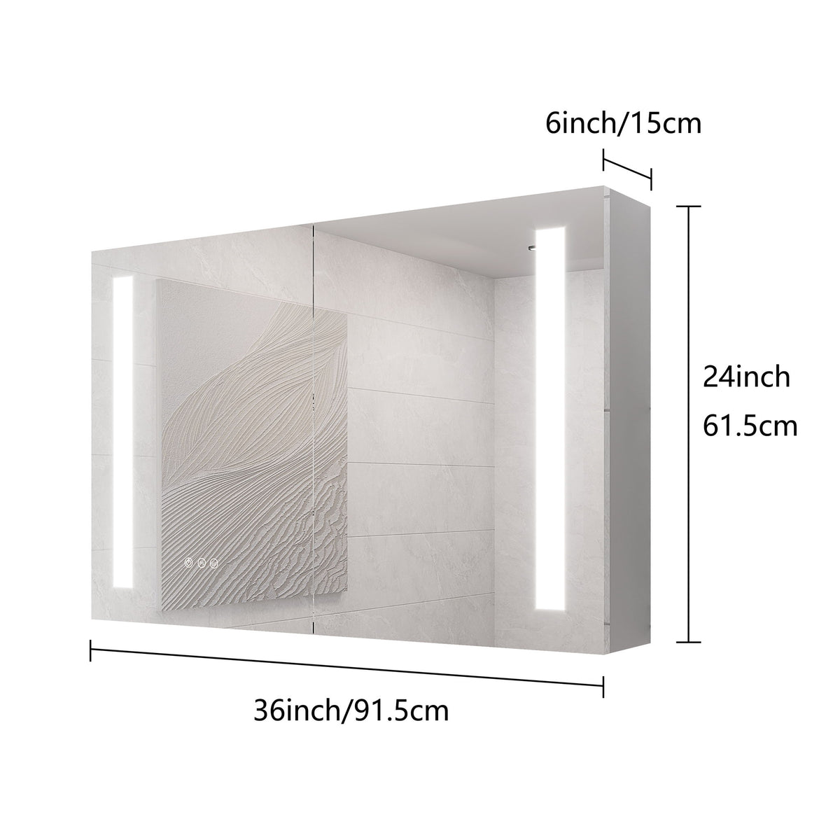 LED Medicine Cabinet With Mirror, Double Door With Defogger, Dimmer, Surface Mount