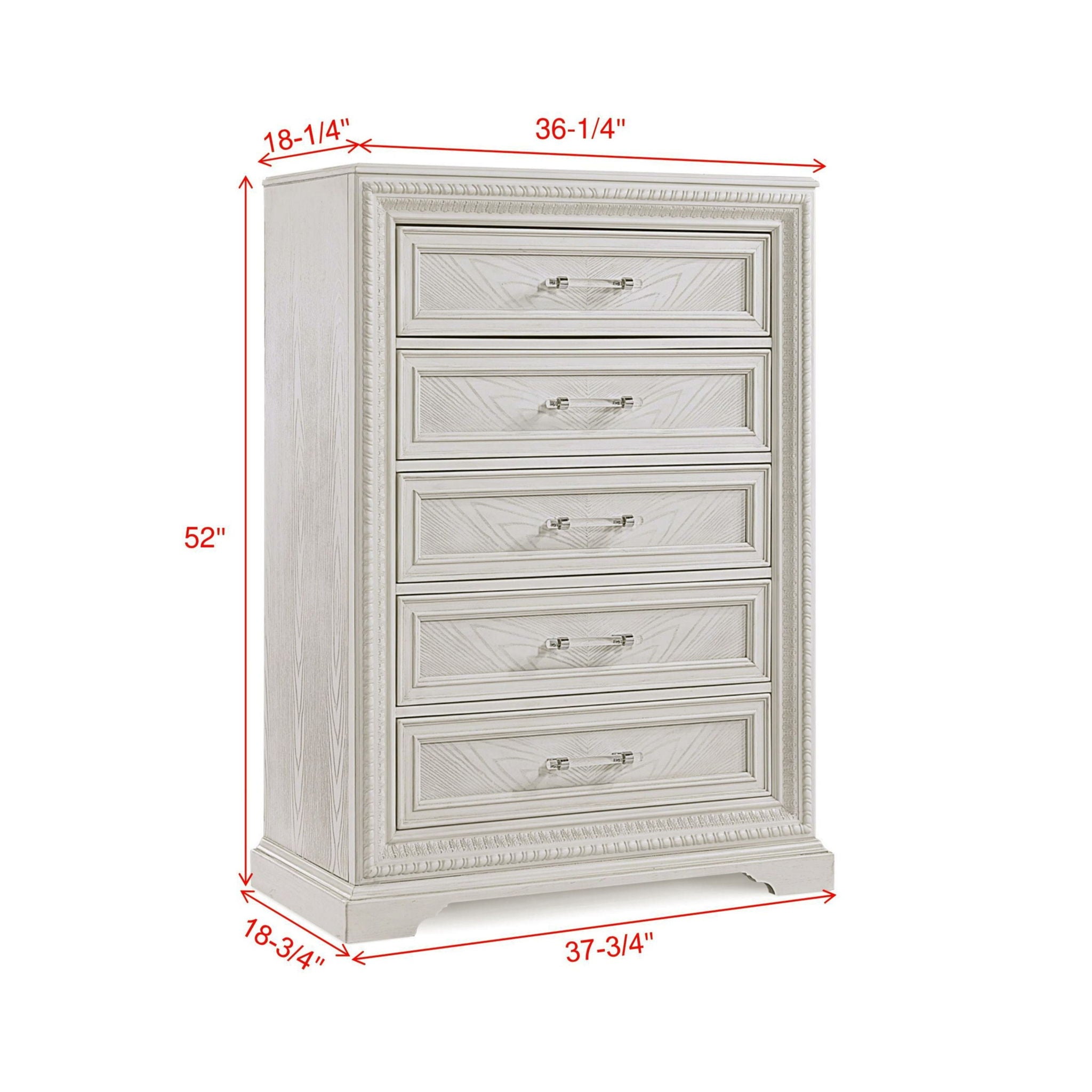 5 Drawer Tall Storage Chest - Antique White