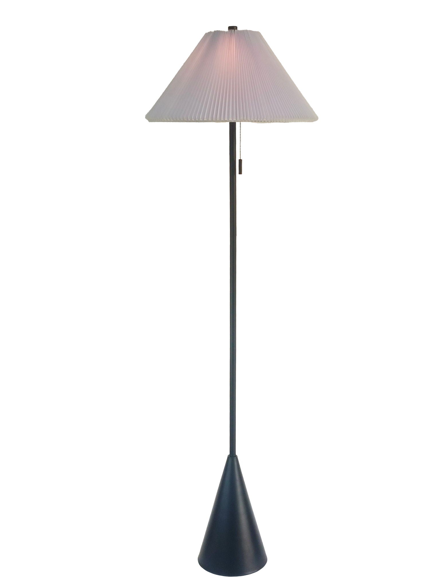 Conical Oasis Metal Floor Lamp - Matte Black / White