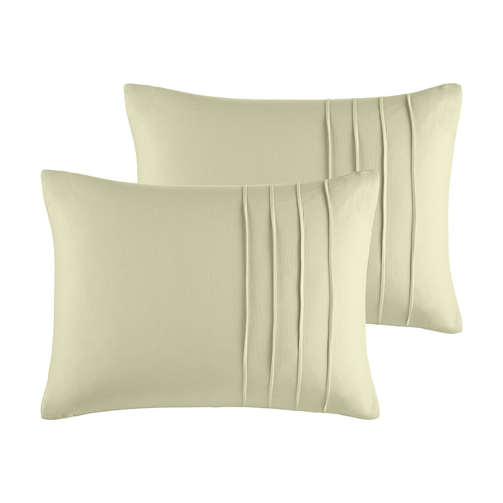 Porter - Full Soft Washed Pleated Duvet Cover Set - Sage