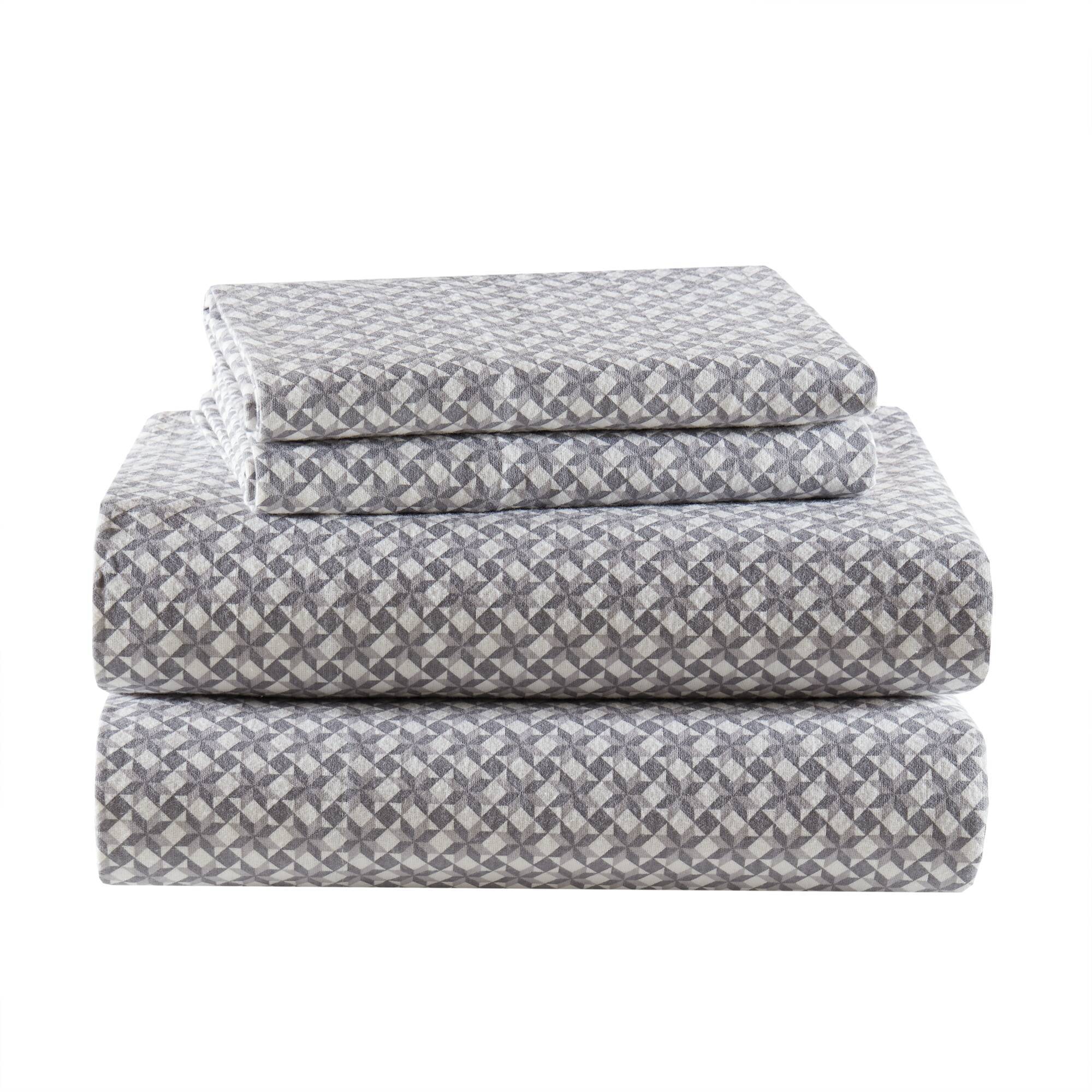 Cozy Cotton Flannel - Full Printed Sheet Set - Snowflake