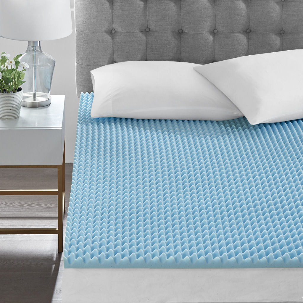 Twin Gel Memory Foam All Season Reversible Hypoallergenic Cooling Mattress Topper - Blue